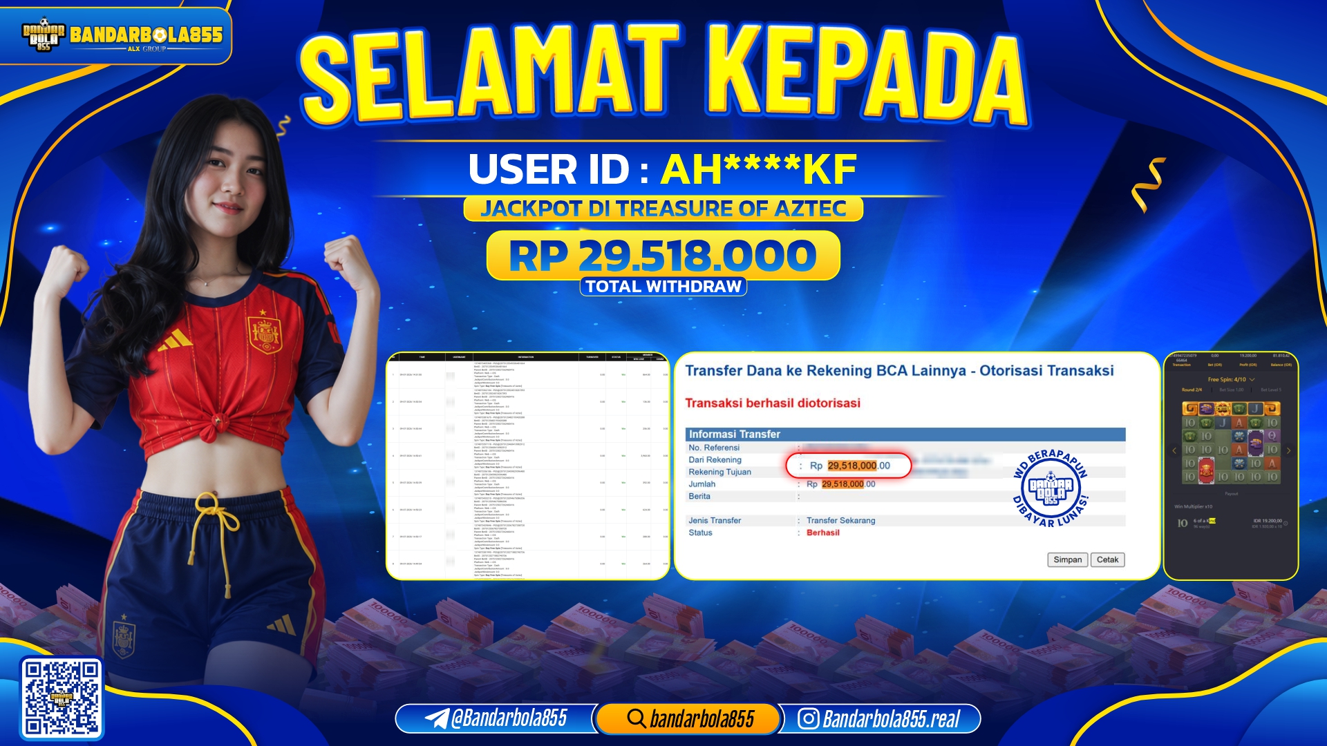JACKPOT BANDARBOLA855 DI TREASURES OF AZTEC Rp29.518.000, - LUNAS🎖