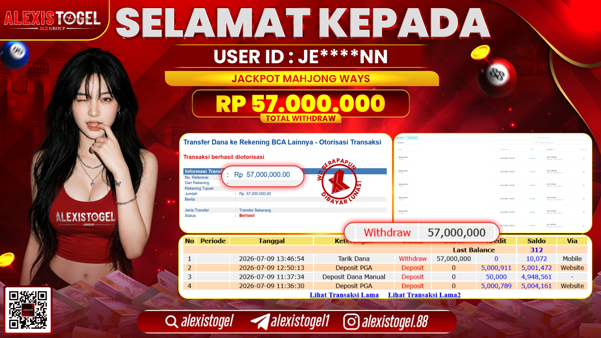 ALEXISTOGEL JACKPOT DI MAHJONG WAYS RP.57.000.000,- LUNAS