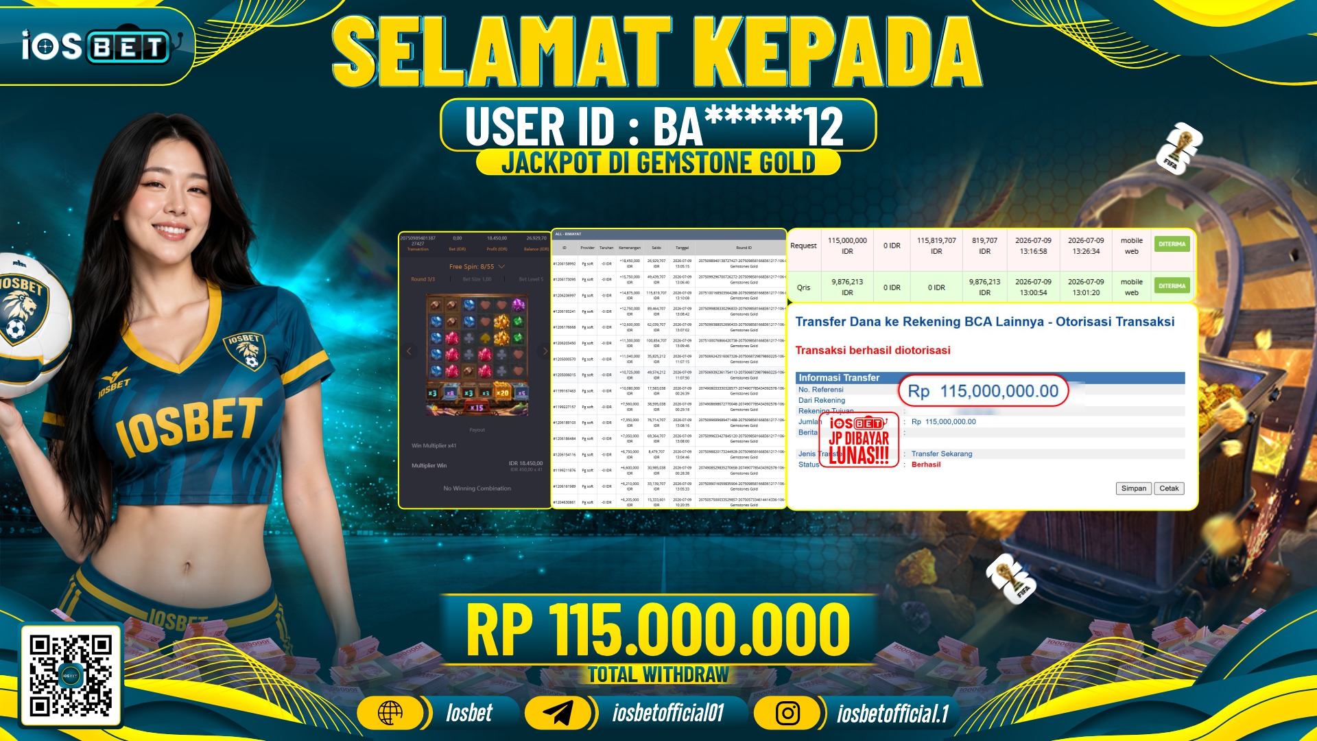 Bukti Pembayaran LUNAS SLOT GAME GACOR Rp.115.000.000,-