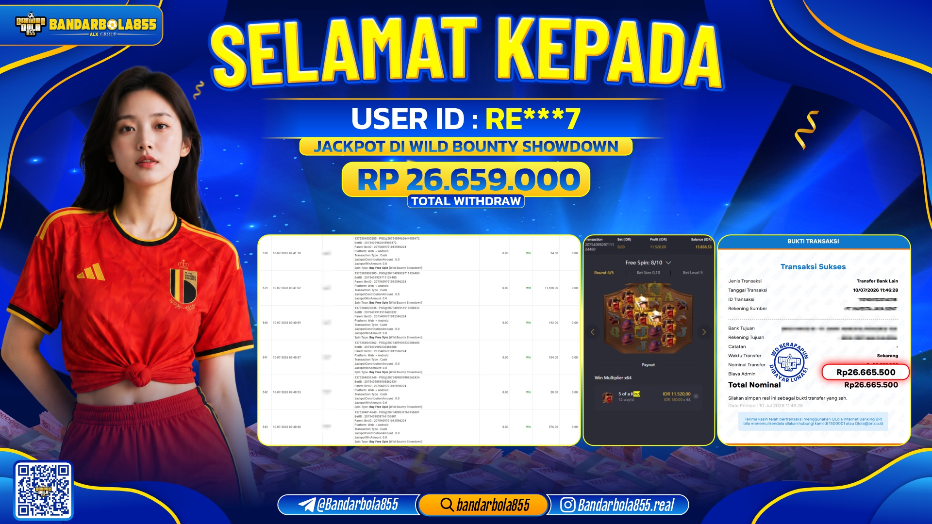 JACKPOT BANDARBOLA855 DI WILD BOUNTY SHOWDOWN Rp26.659.000, - LUNAS🎖