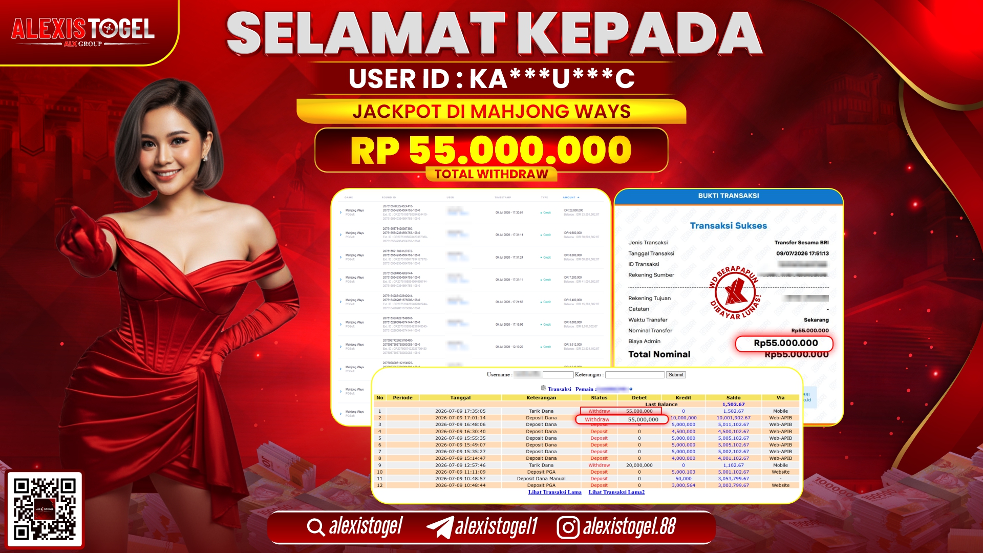 ALEXISTOGEL JACKPOT DI MAHJONG WAYS RP.55.000.000,- LUNAS
