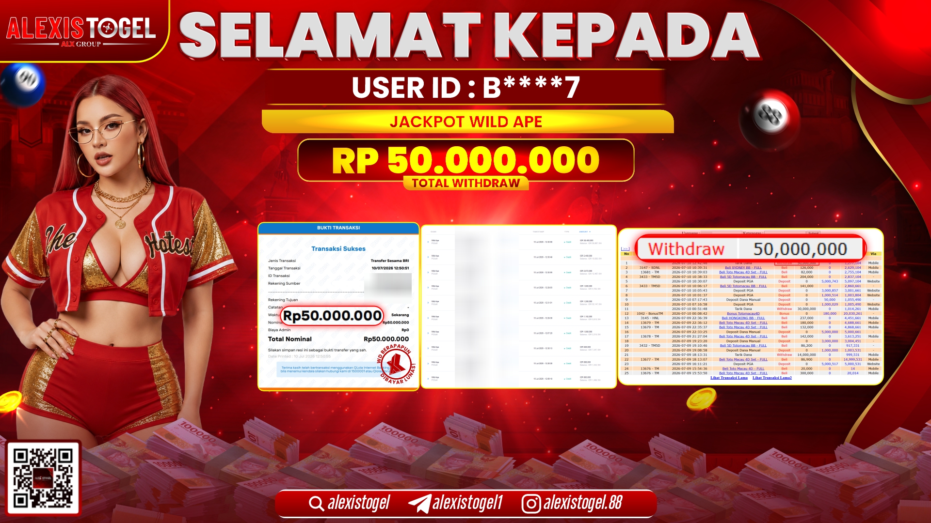 ALEXISTOGEL JACKPOT DI WILD APE RP.50.000.000,- LUNAS