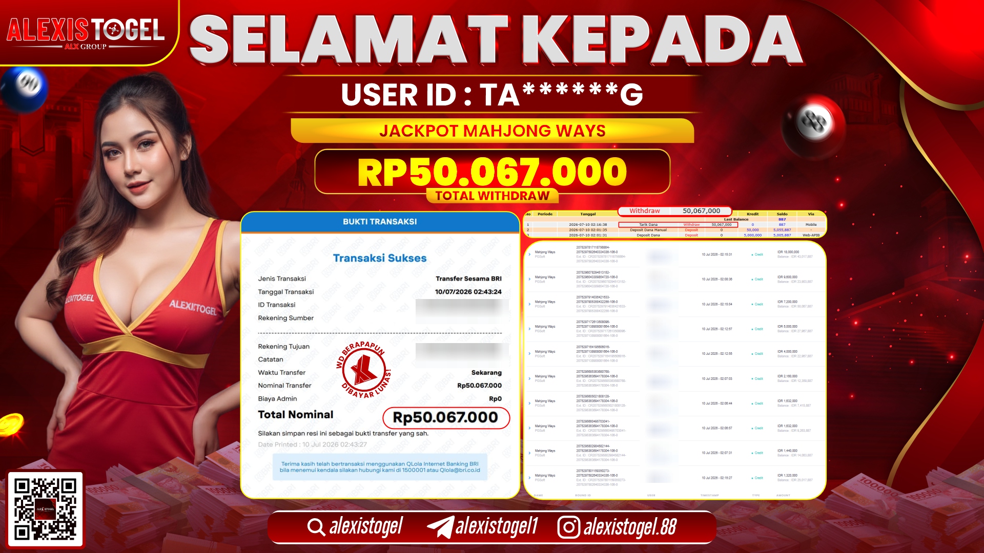 ALEXISTOGEL JACKPOT DI MAHJONG WAYS RP.50.067.000,- LUNAS