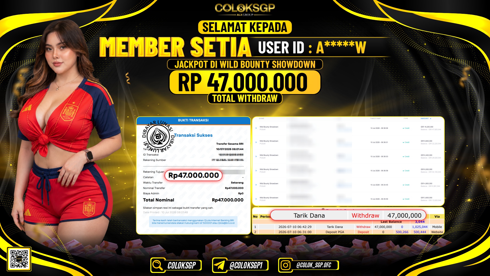 COLOKSGP JACKPOT PGSOFT - WILD BOUNTY SHOWDOWN RP47.000.000,- LUNAS
