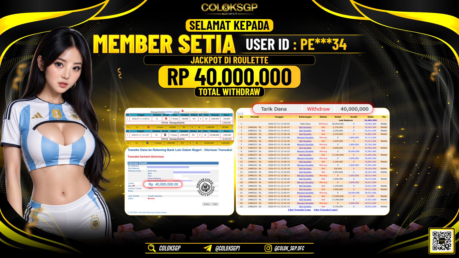 COLOKSGP JACKPOT IDNLIVE - ROULETTE RP40.000.000,- LUNAS