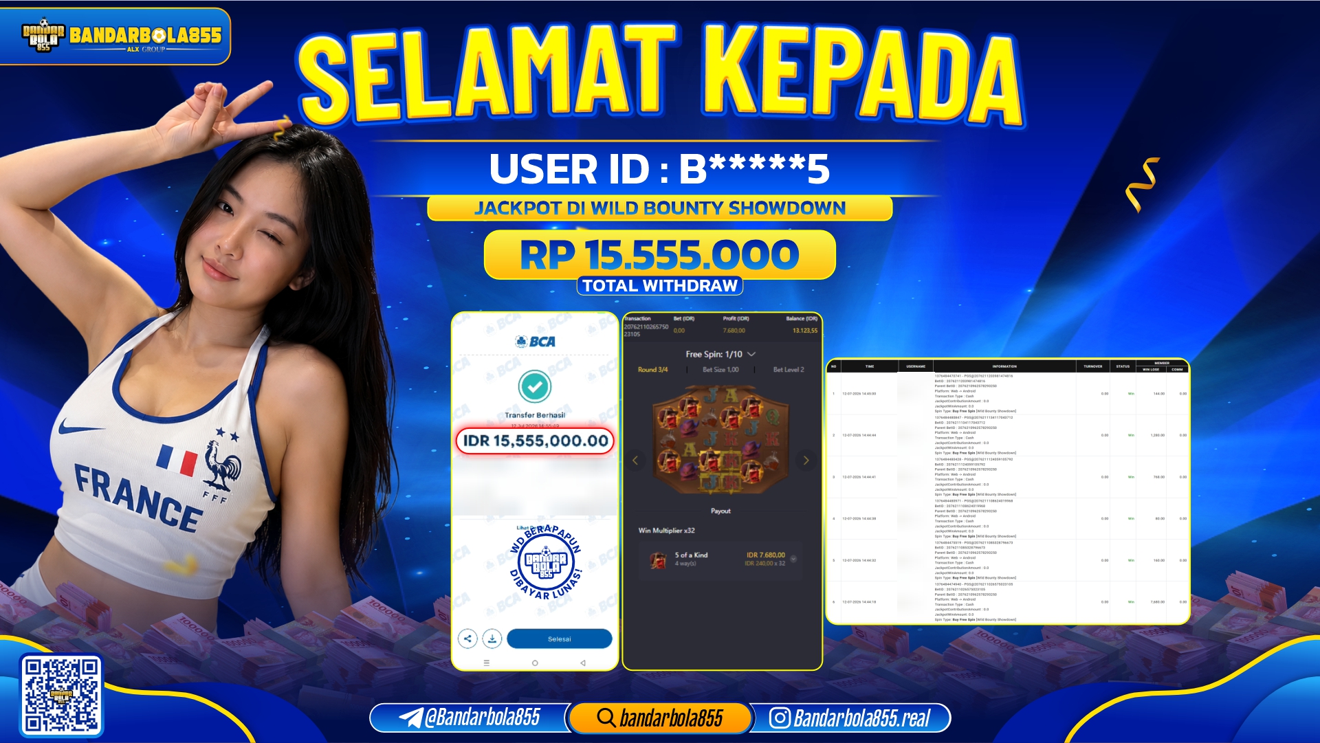 JACKPOT BANDARBOLA855 DI WILD BOUNTY SHOWDOWN Rp15.555.000, - LUNAS🎖