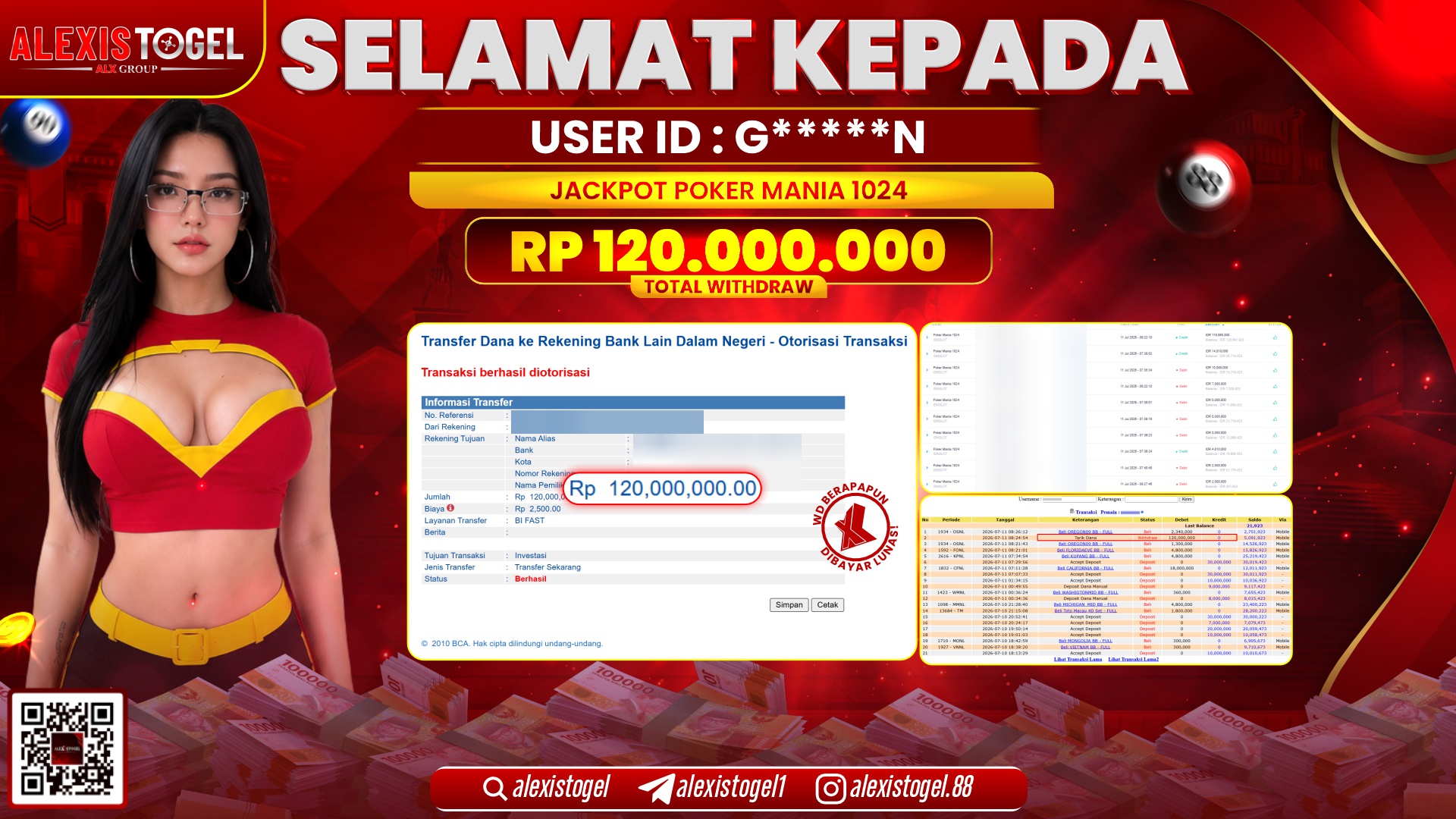 ALEXISTOGEL JACKPOT DI POKER MANIA 1024 RP.120.000.000,- LUNAS