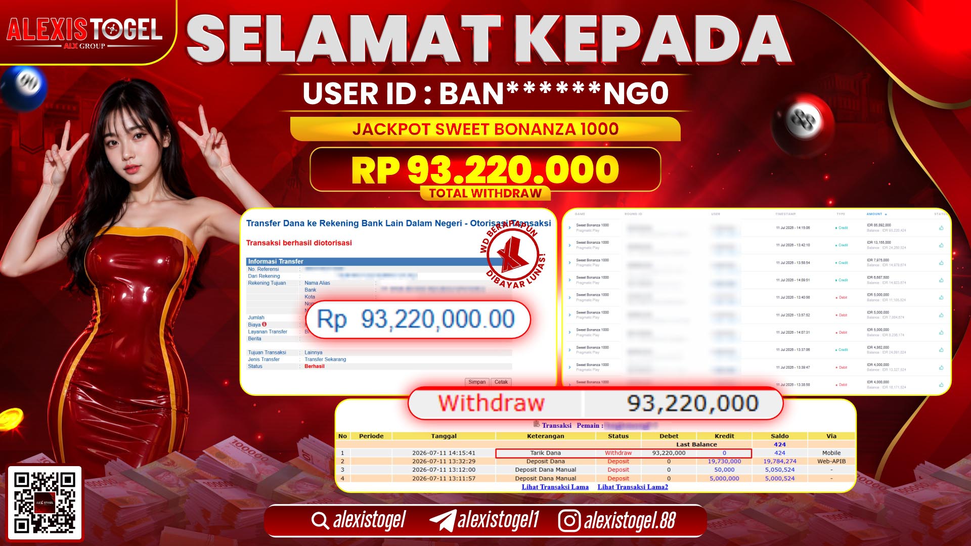ALEXISTOGEL JACKPOT DI SWEET BONANZA 1000 RP.93.220.000,- LUNAS