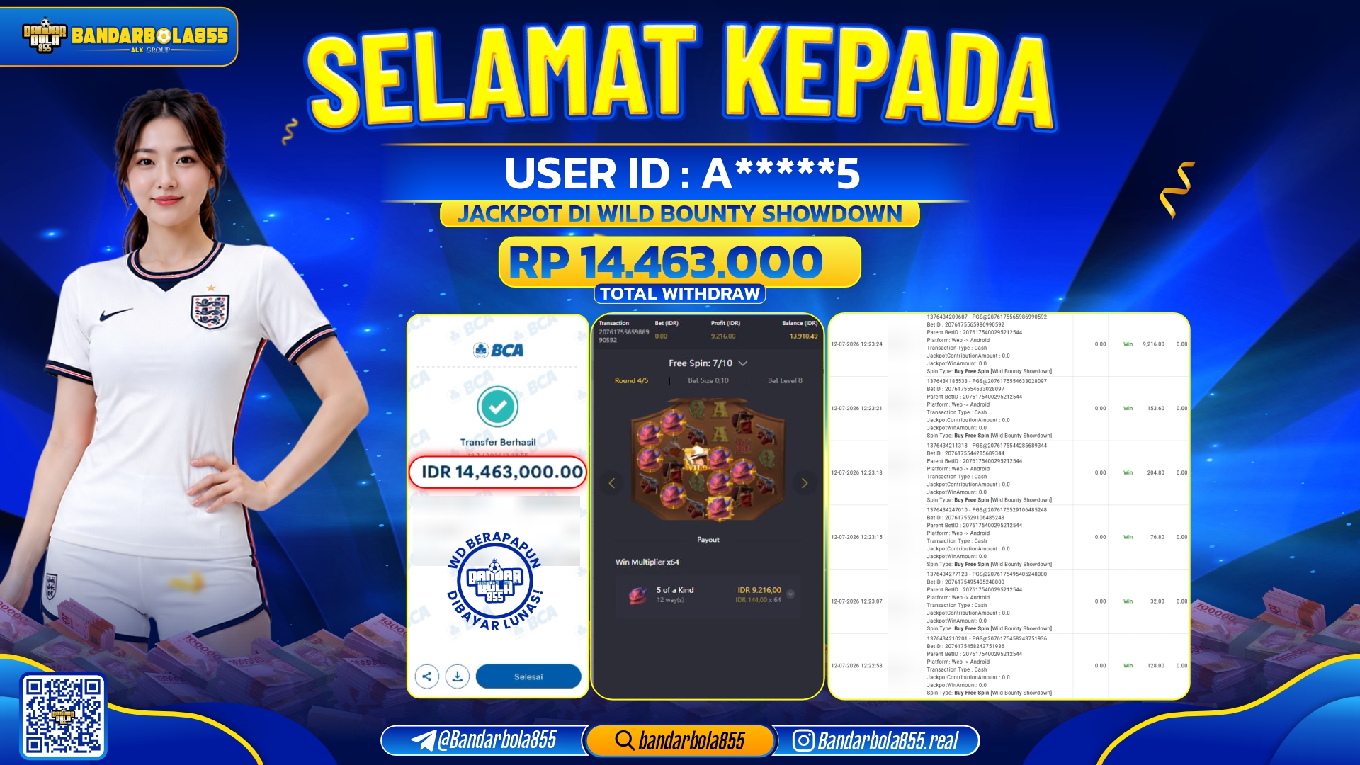 JACKPOT BANDARBOLA855 DI WILD BOUNTY SHOWDOWN Rp14.463.000, - LUNAS🎖