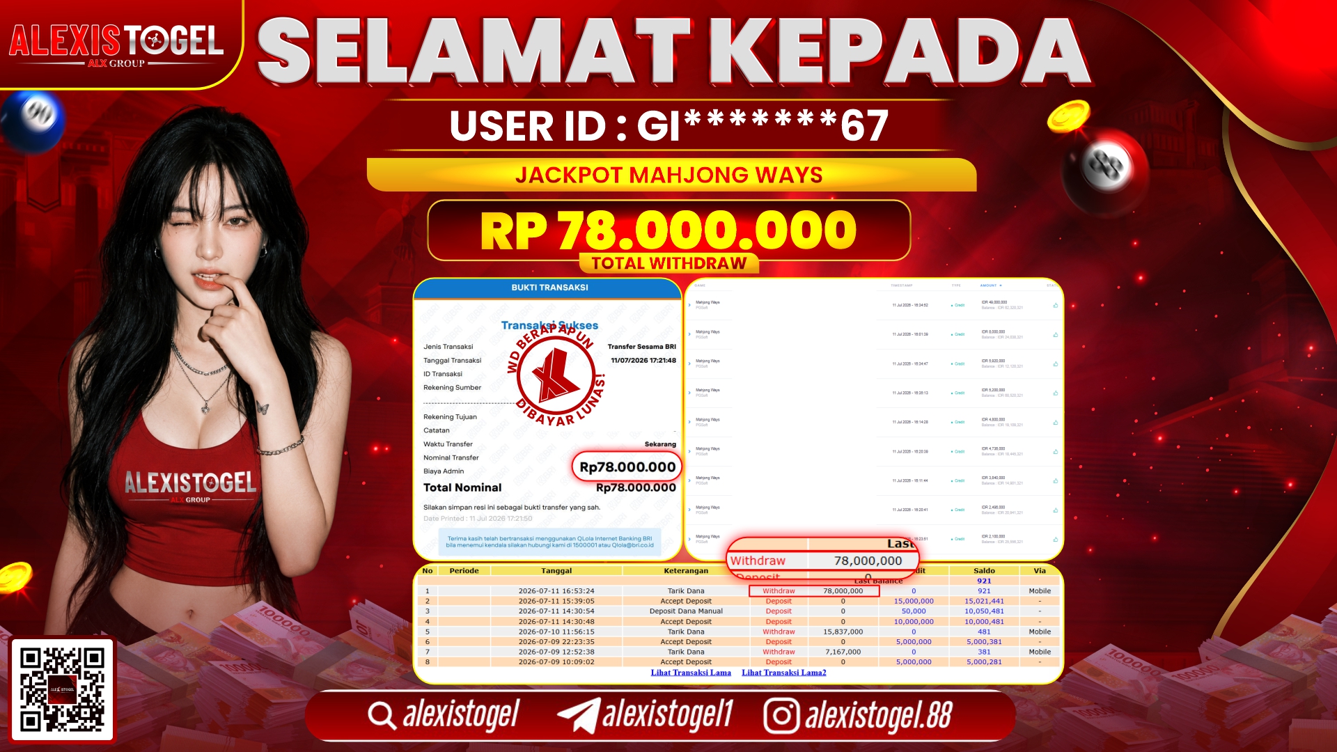 ALEXISTOGEL JACKPOT DI MAHJONG WAYS RP.78.000.000,- LUNAS