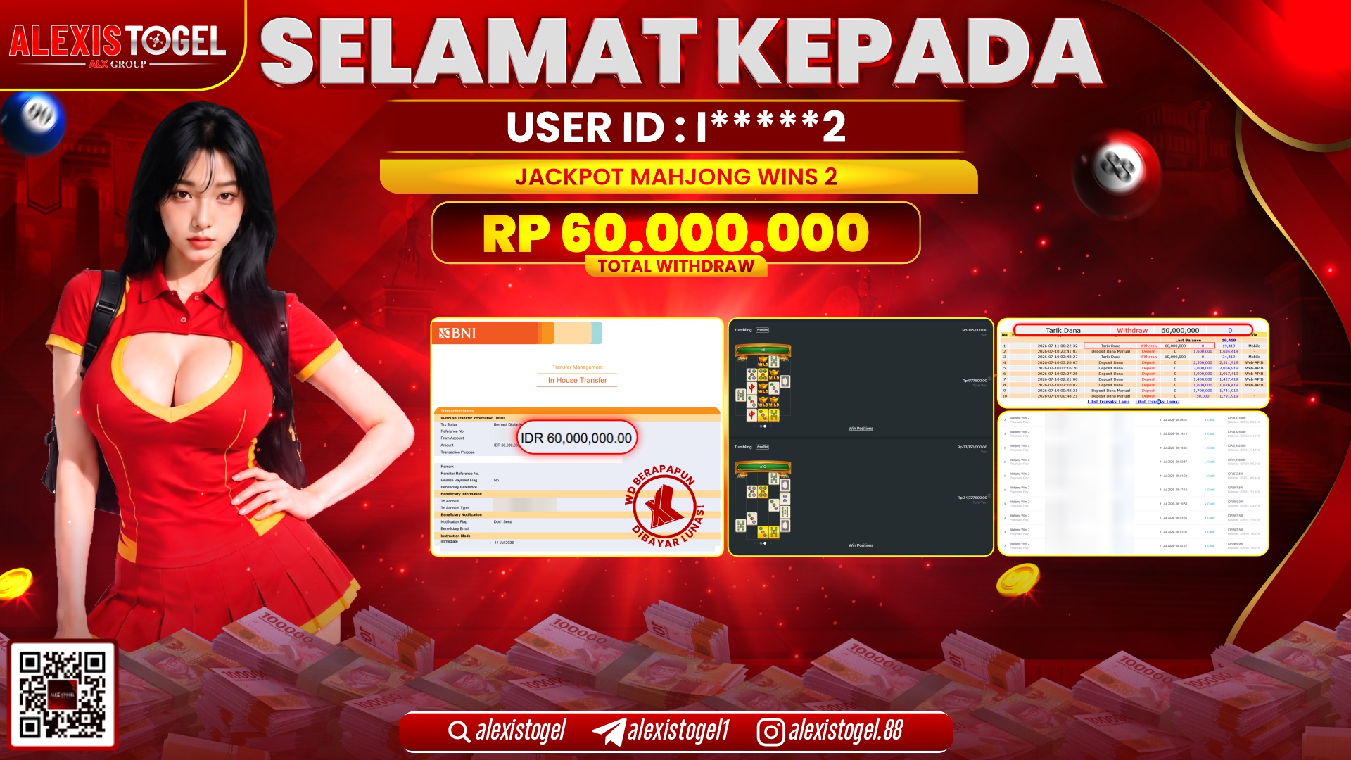ALEXISTOGEL JACKPOT DI MAHJONG WINS 2 RP.60.000.000,- LUNAS