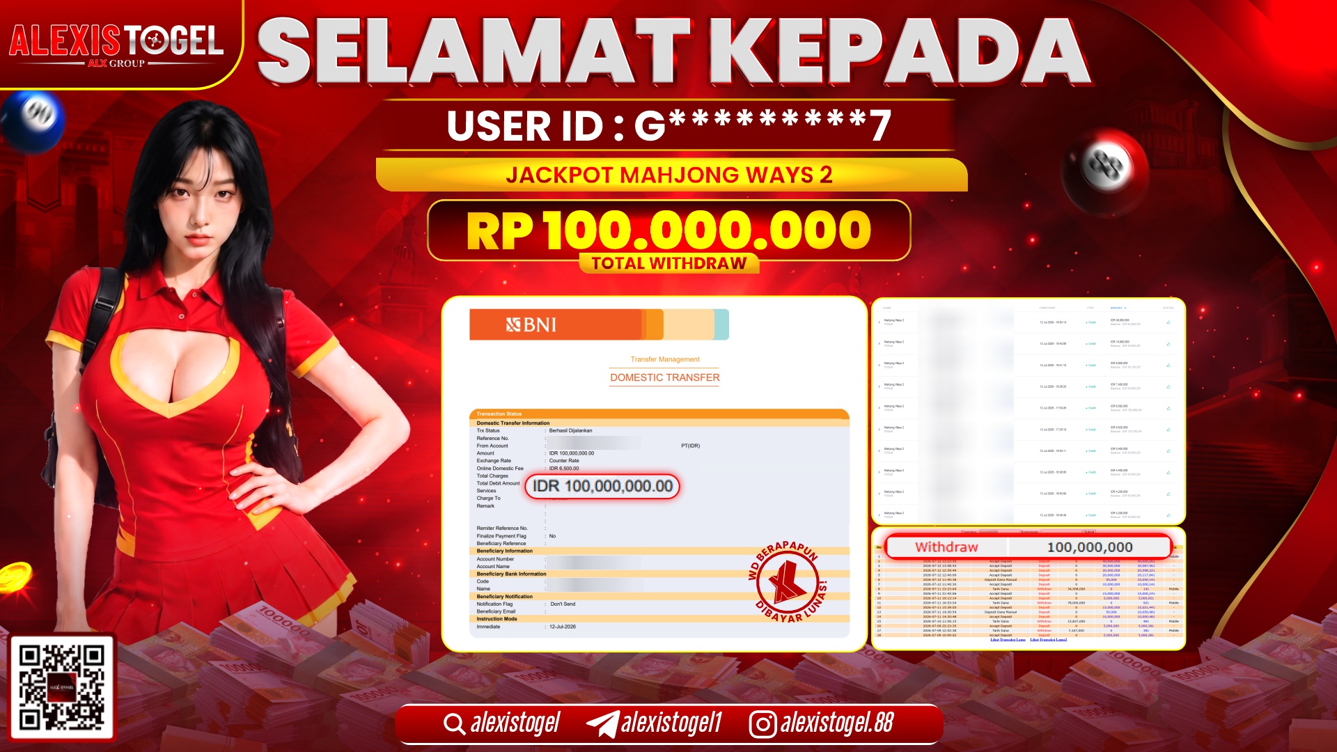 ALEXISTOGEL JACKPOT DI MAHJONG WAYS 2 RP.100.000.000,- LUNAS