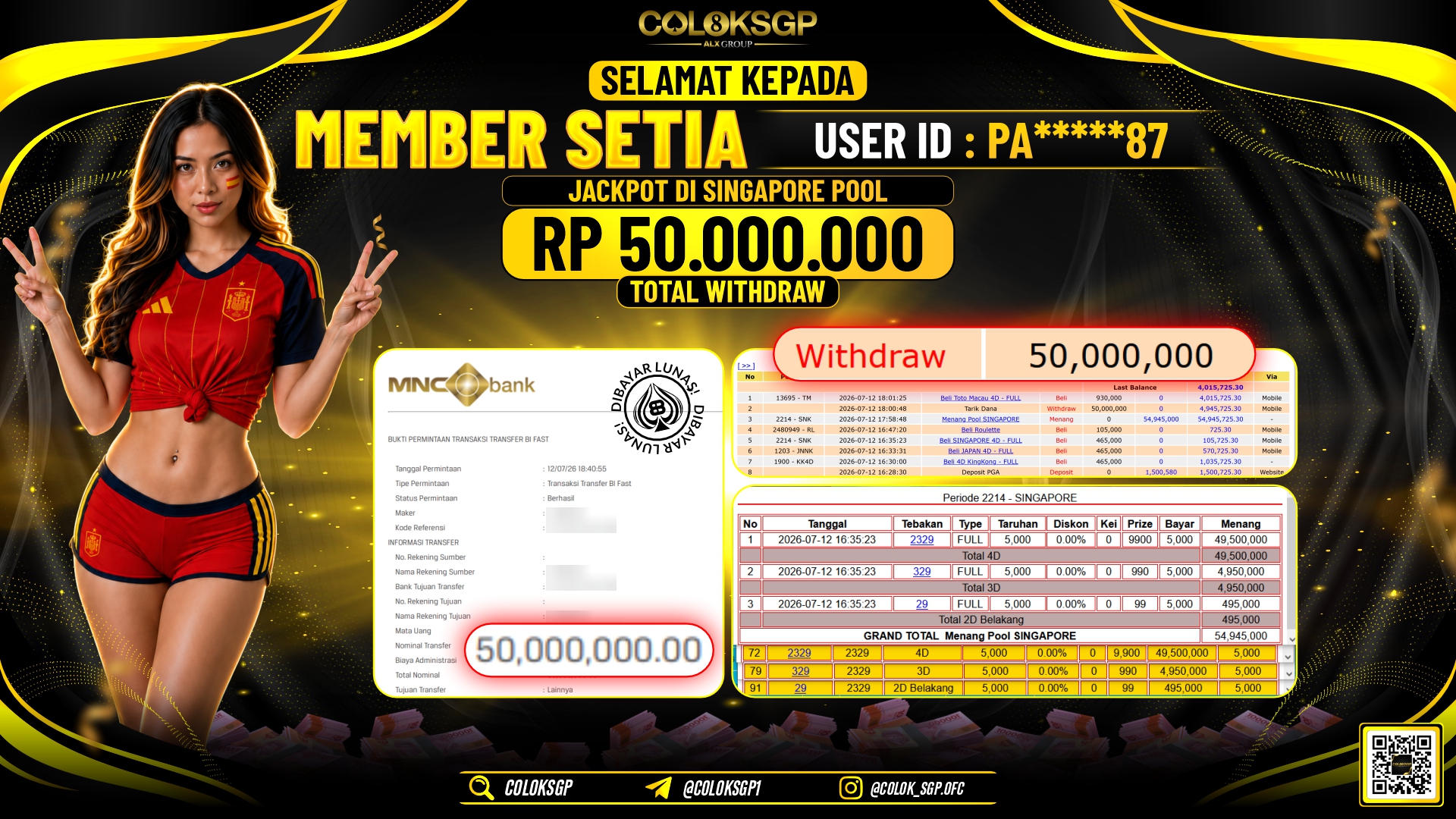 COLOKSGP JACKPOT POLLS - SINGAPORE RP50.000.000,- LUNAS