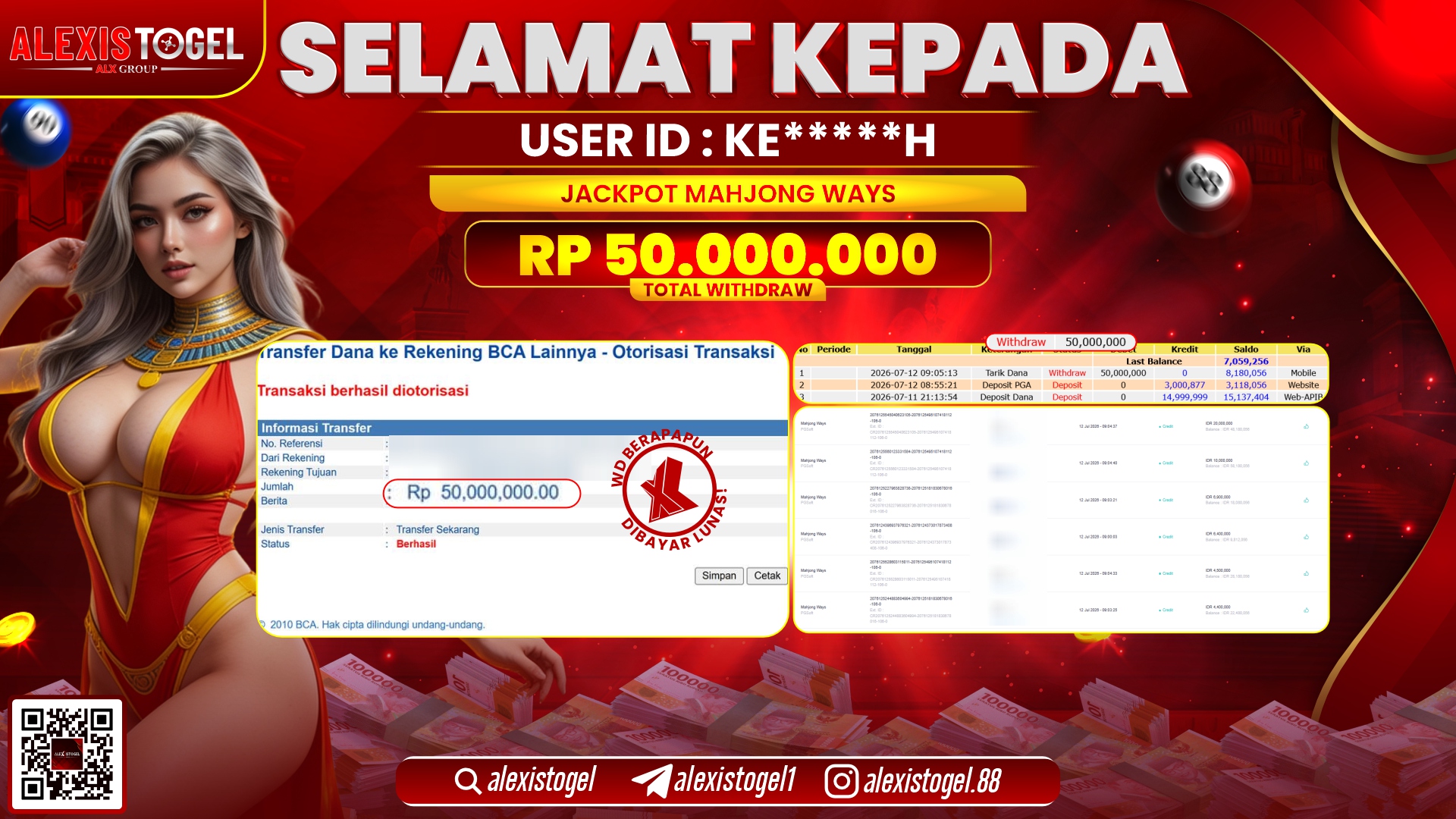 ALEXISTOGEL JACKPOT DI MAHJONG WAYS RP.50.000.000,- LUNAS