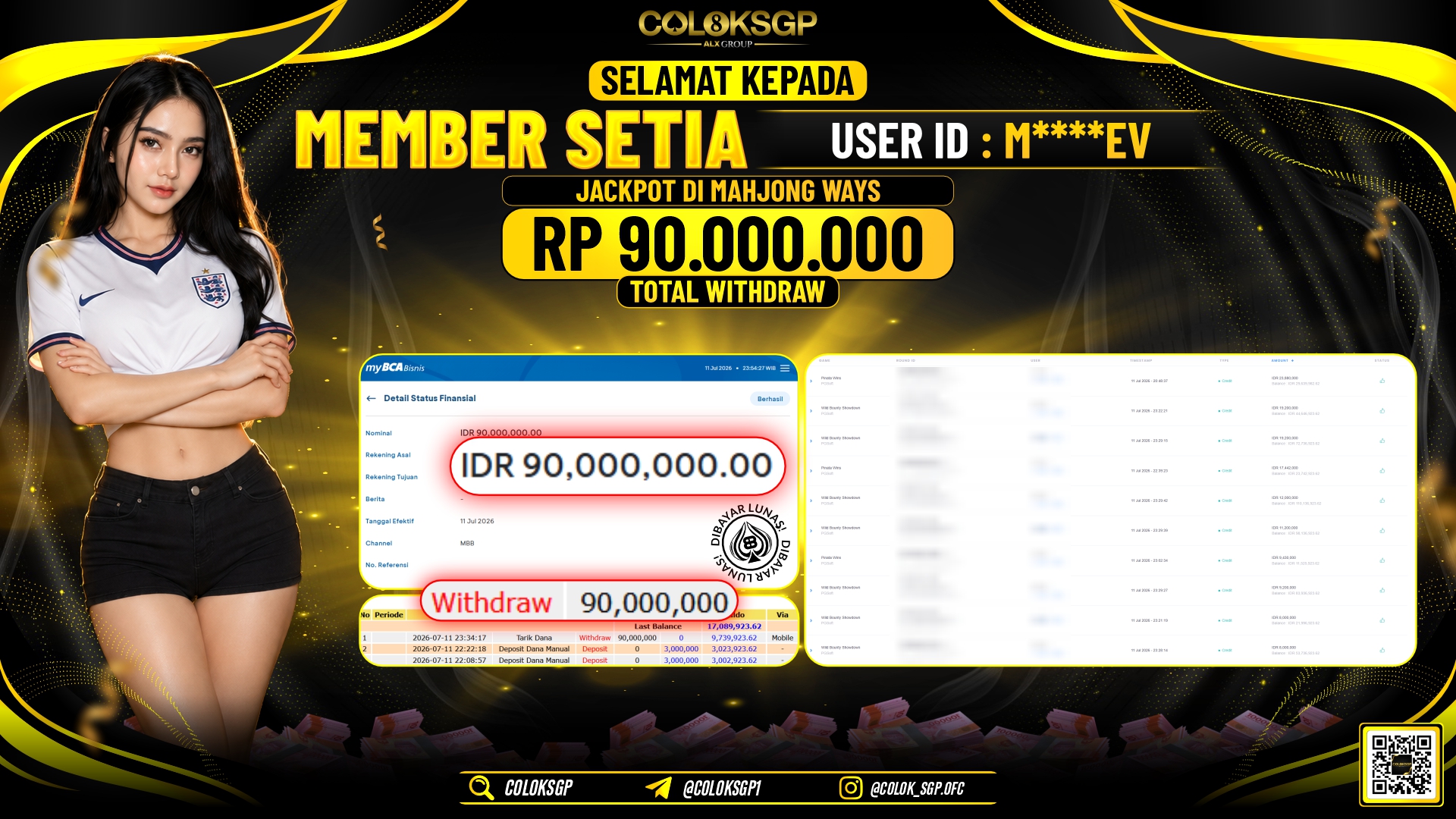 COLOKSGP JACKPOT PGSOFT - MAHJONG WAYS RP90.000.000,- LUNAS