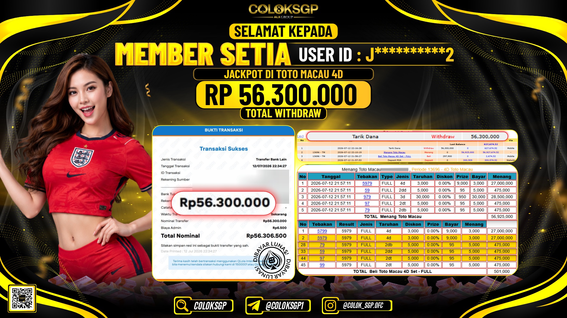 COLOKSGP JACKPOT POLLS - TOTO MACAU 4D RP56.300.000,- LUNAS