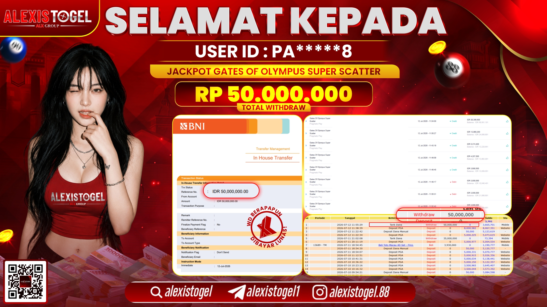 ALEXISTOGEL JACKPOT DI GATES OF OLYMPUS SUPER SCATTER RP.50.000.000,- LUNAS