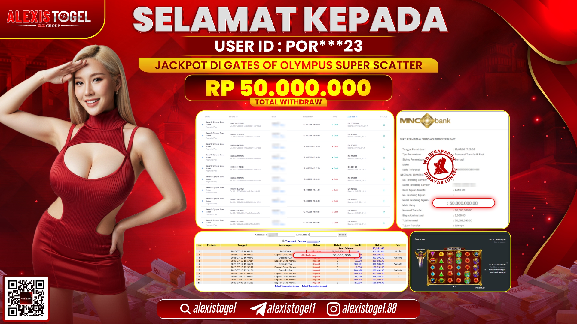 ALEXISTOGEL JACKPOT DI GATES OF OLYMPUS SUPER SCATTER RP.50.000.000,- LUNAS