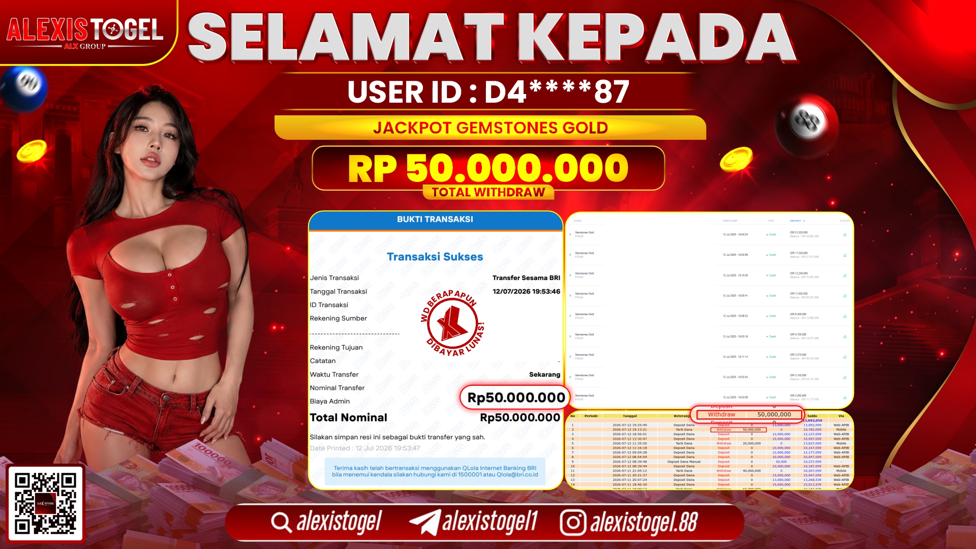 ALEXISTOGEL JACKPOT DI GEMSTONES GOLD RP.50.000.000,- LUNAS