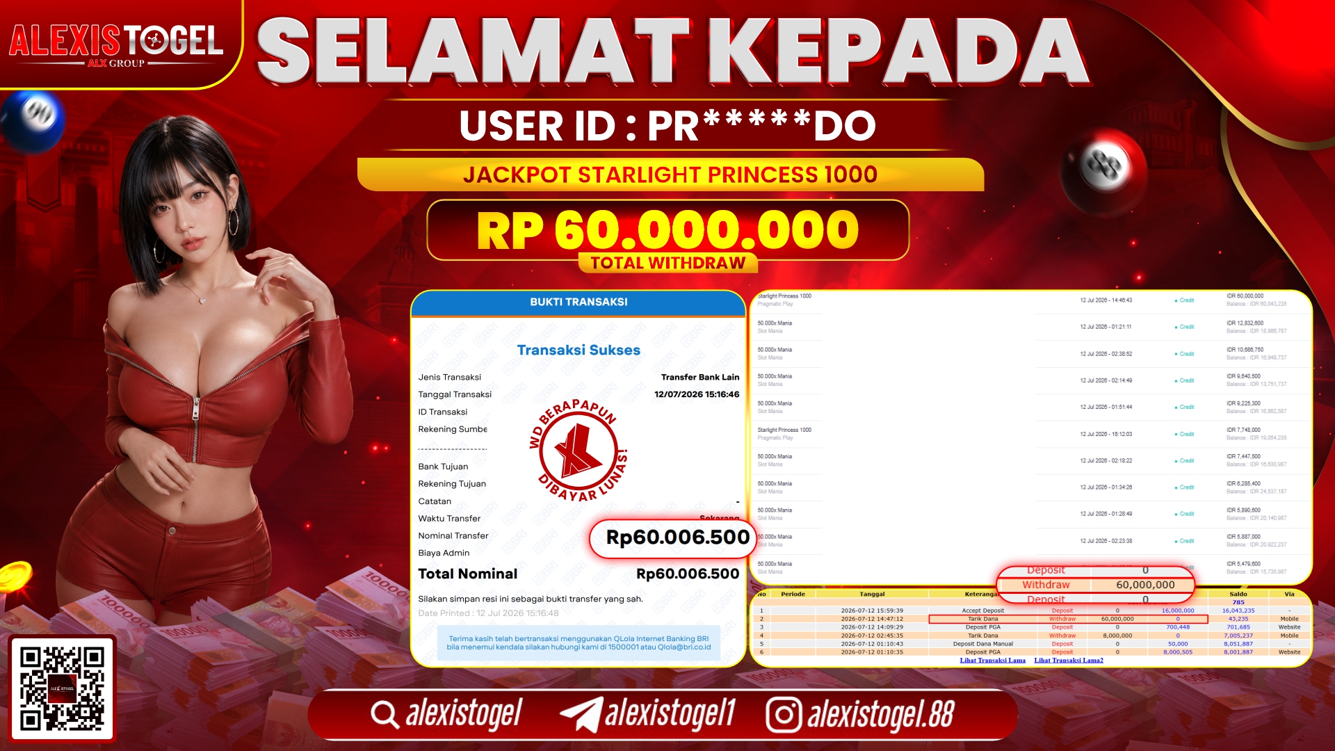 ALEXISTOGEL JACKPOT DI STARLIGHT PRINCES 1000 RP.60.000.000,- LUNAS
