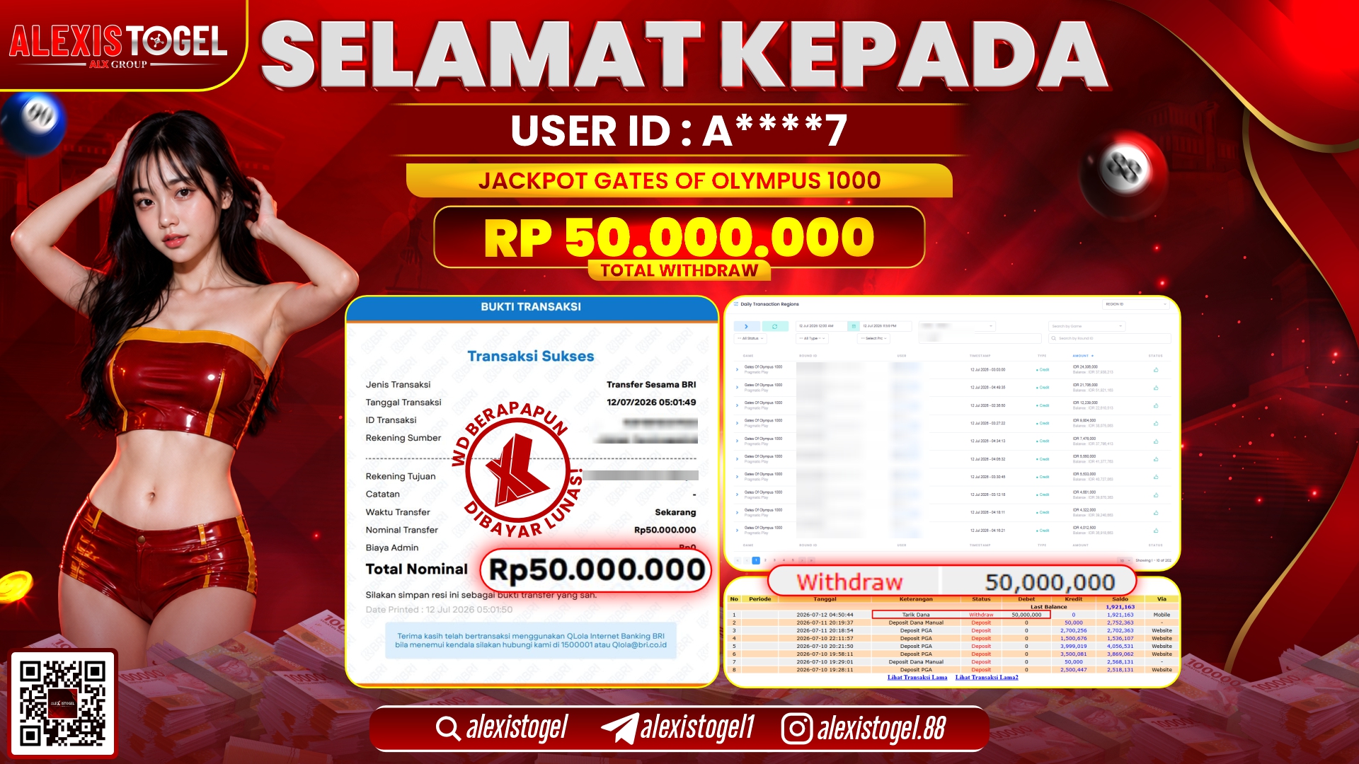 ALEXISTOGEL JACKPOT DI GATES OF OLYMPUS 1000 RP.50.000.000,- LUNAS