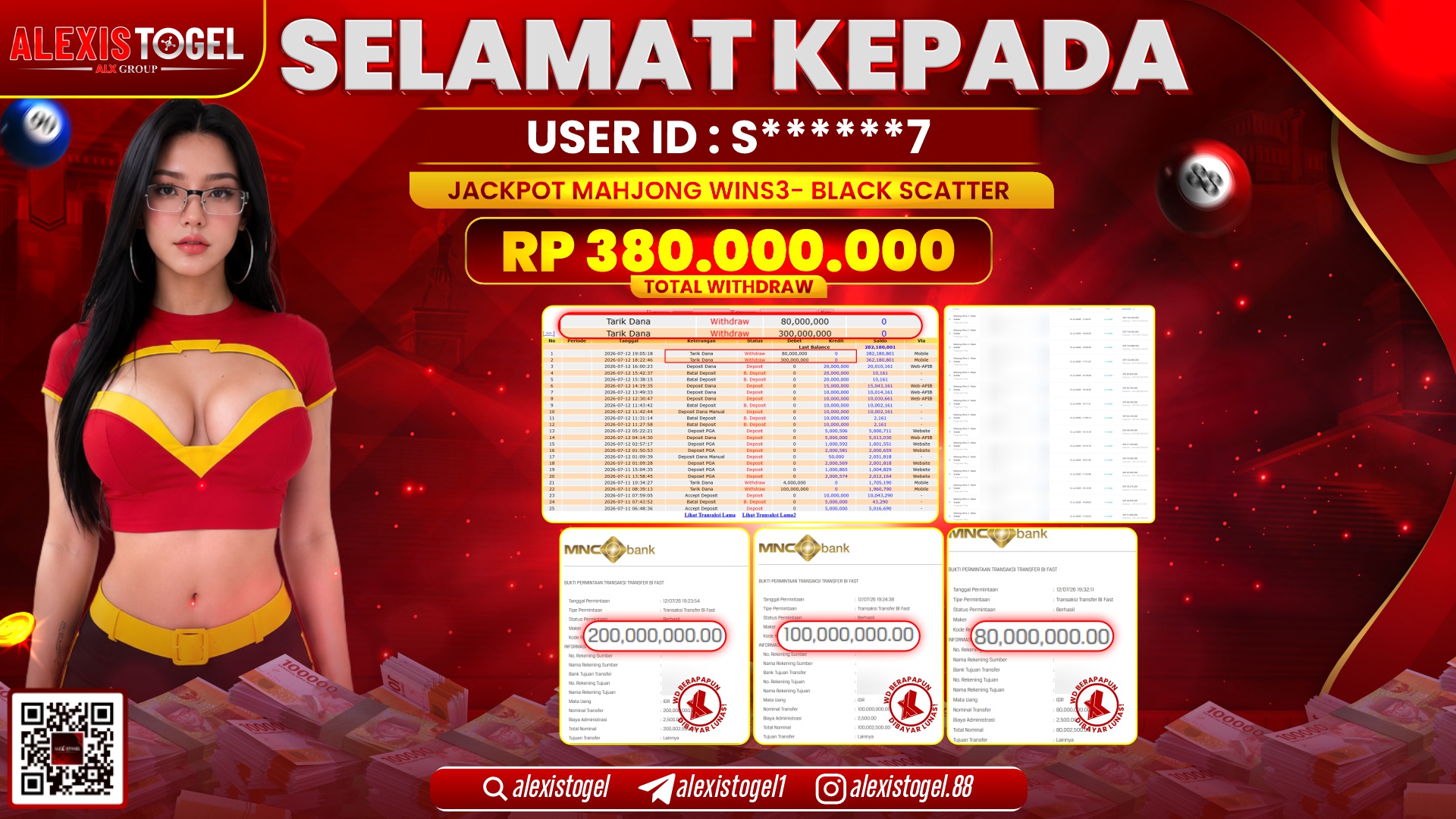 ALEXISTOGEL JACKPOT DI MAHJONG WINS 3 BLACK SCATTER RP.380.000.000,- LUNAS