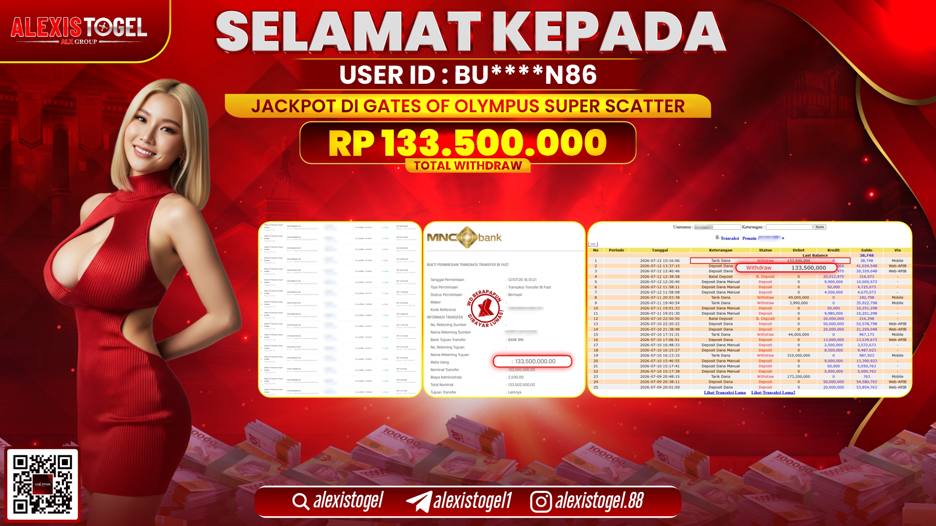 ALEXISTOGEL JACKPOT DI GATES OF OLYMPUS SUPER SCATTER RP.133.500.000,- LUNAS