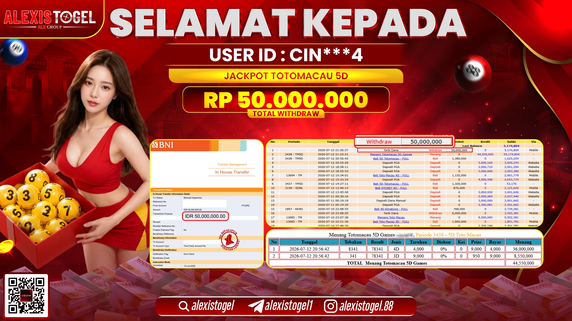 ALEXISTOGEL JACKPOT DI TOTOMACAU RP.50.000.000,- LUNAS