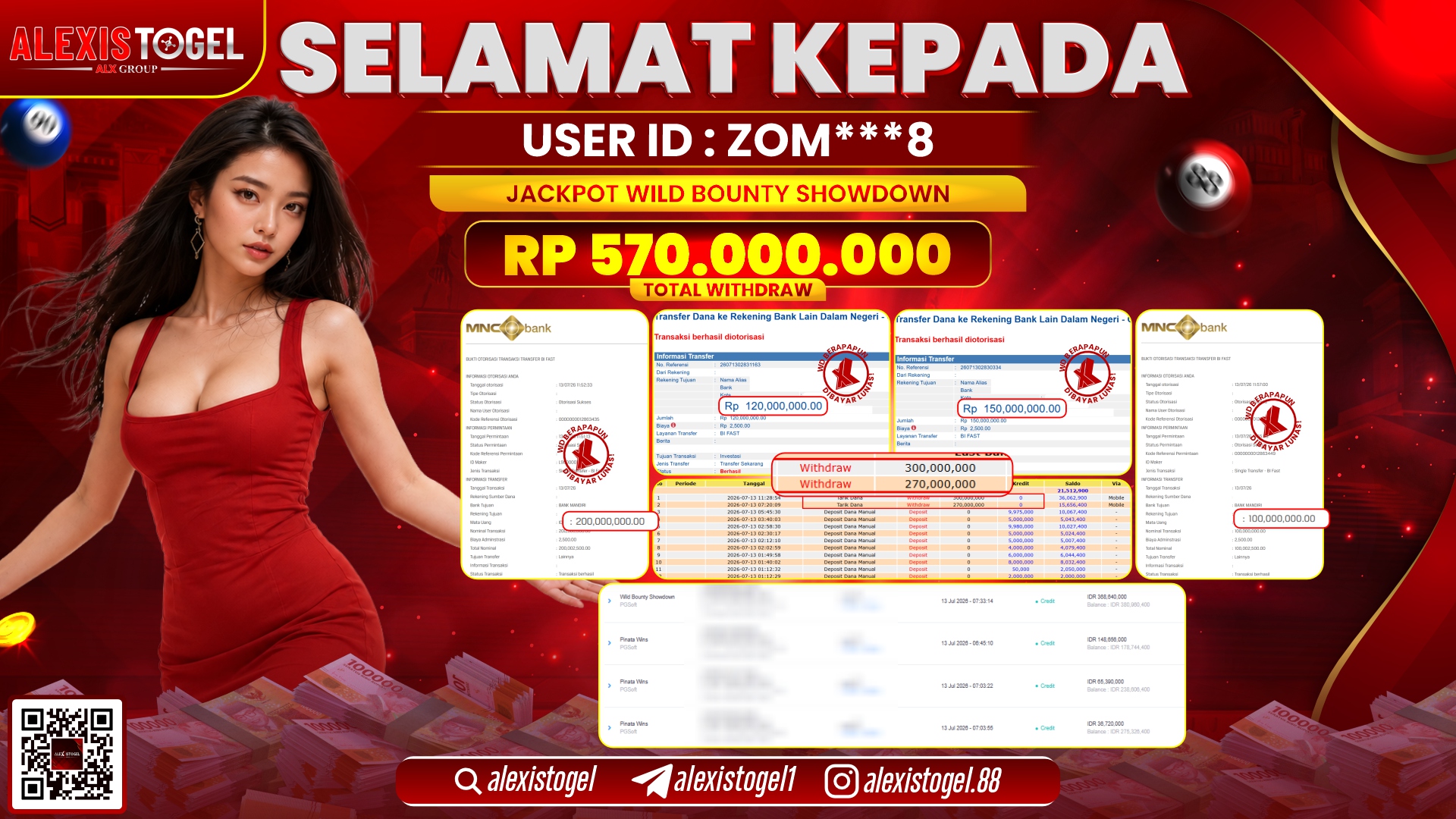 ALEXISTOGEL JACKPOT DI WILD BOUNTY SHOWDOWN RP.570.000.000,- LUNAS