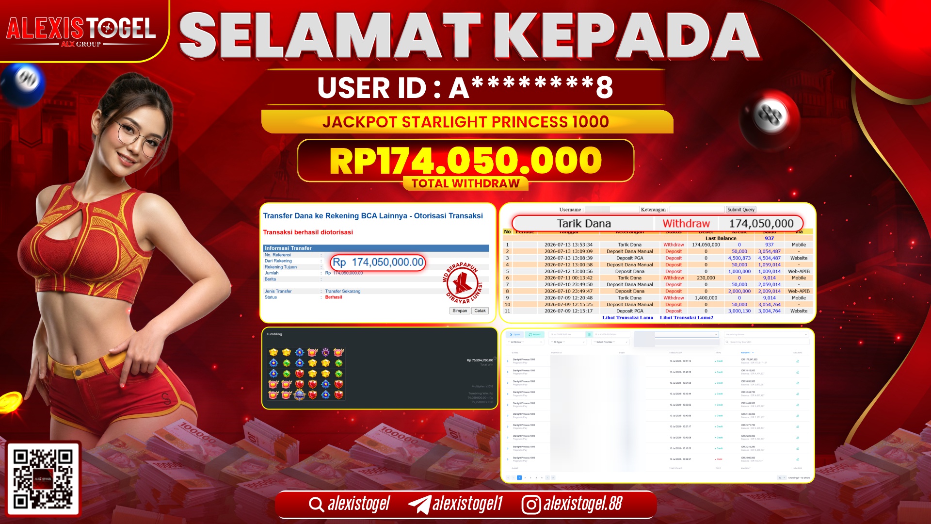 ALEXISTOGEL JACKPOT DI STARLIGHT PRINCES 1000 RP.174.050.000,- LUNAS