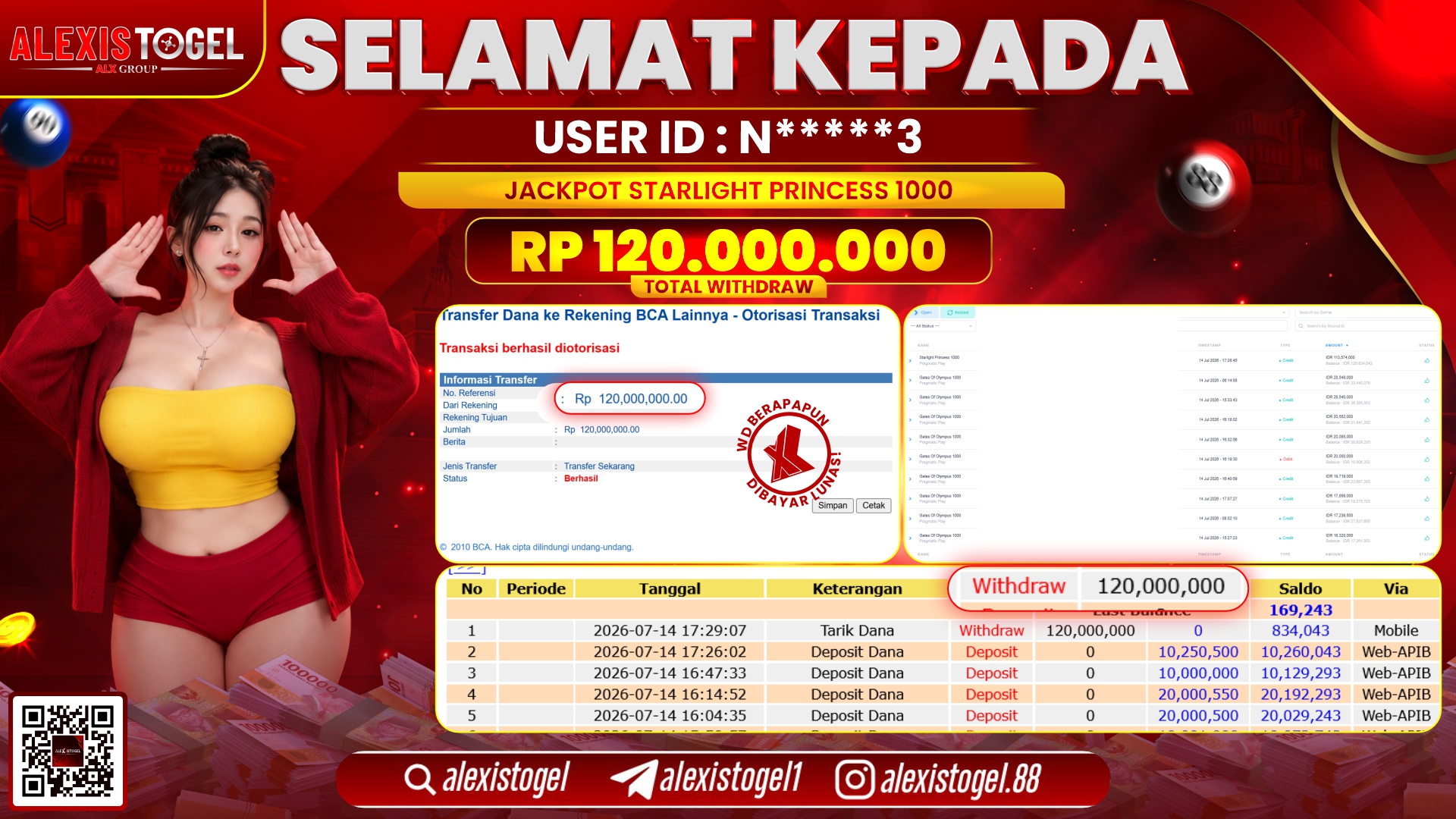 ALEXISTOGEL JACKPOT DI STARLIGHT PRINCESS 1000 RP.120.000.000,- LUNAS