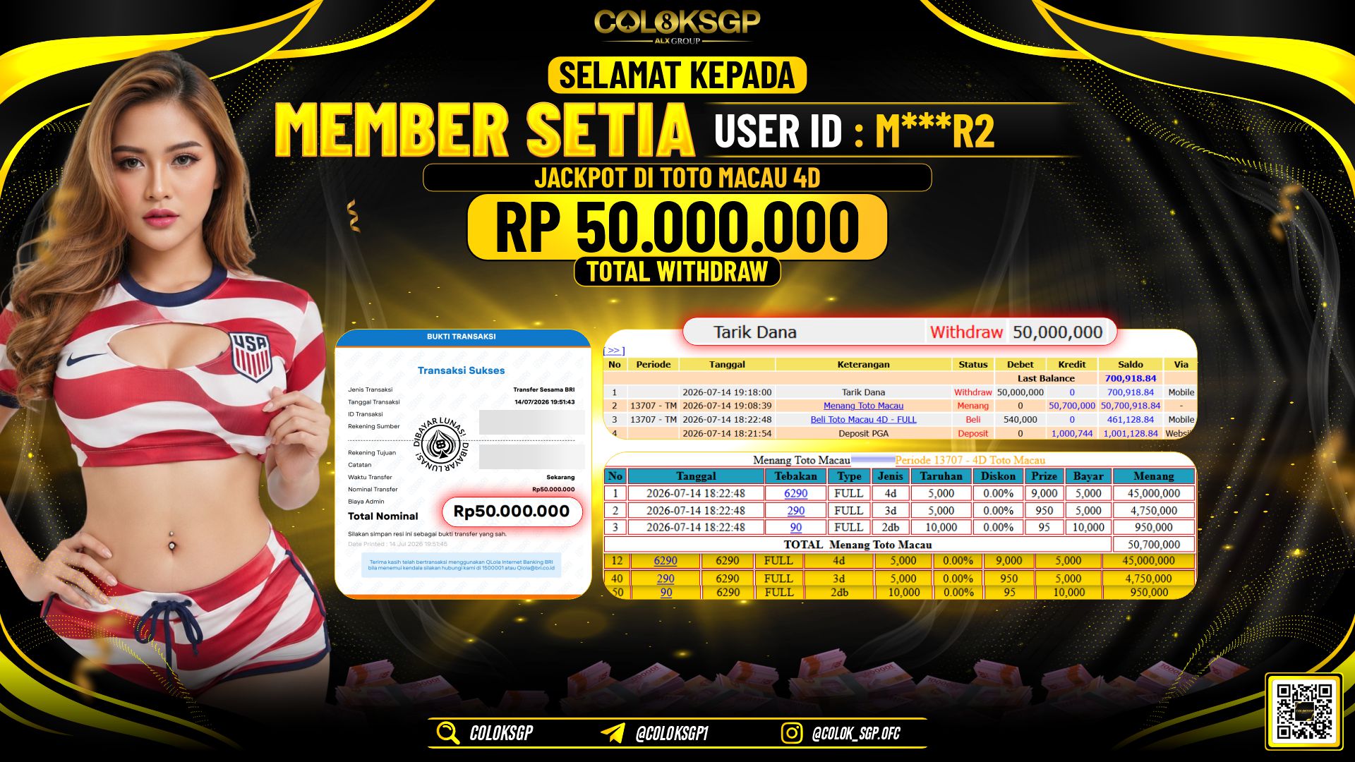 COLOKSGP JACKPOT POLLS - TOTO MACAU 4D RP50.000.000,- LUNAS