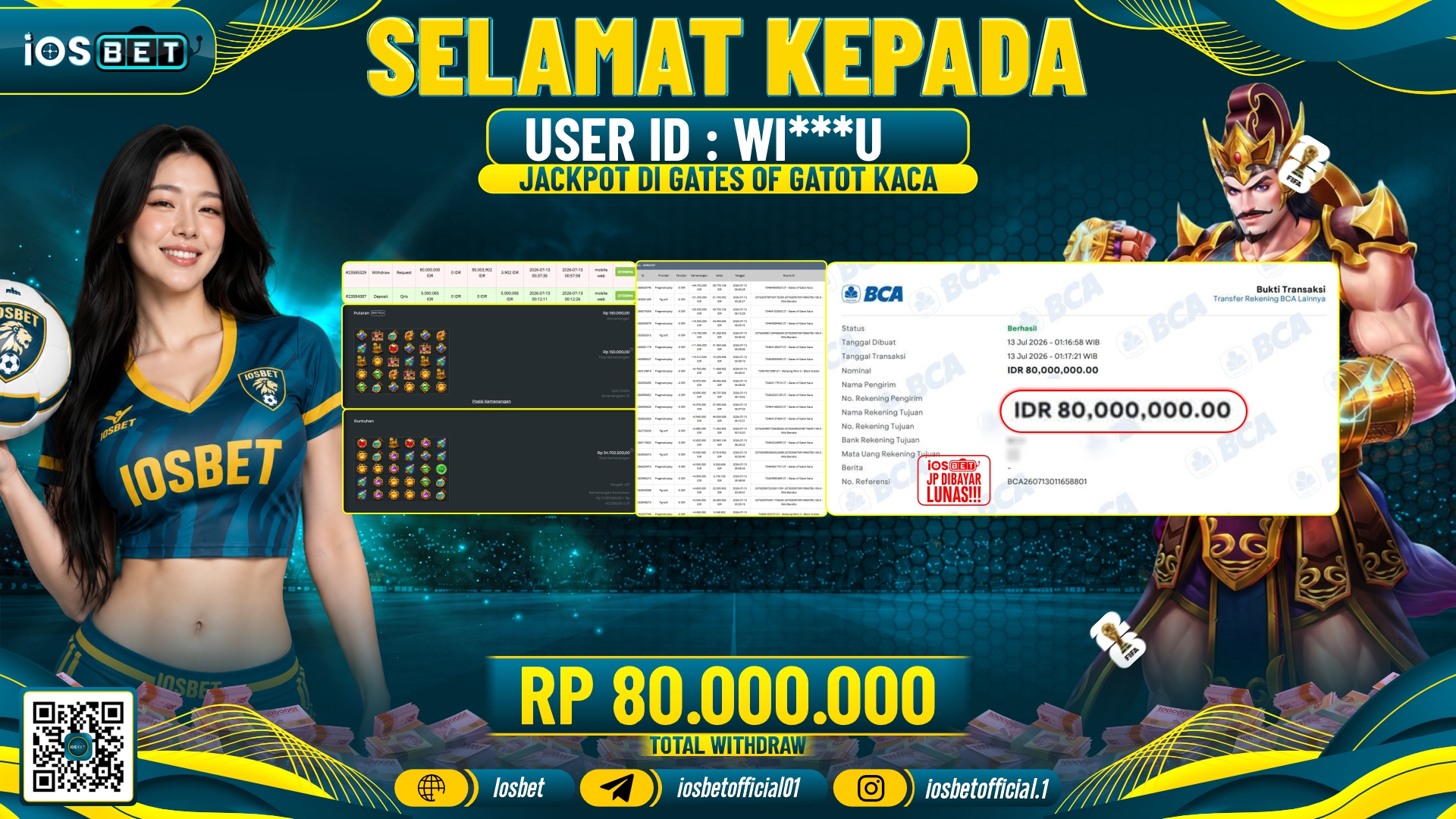Bukti Pembayaran LUNAS SLOT GAME GACOR Rp.80.000.000,-