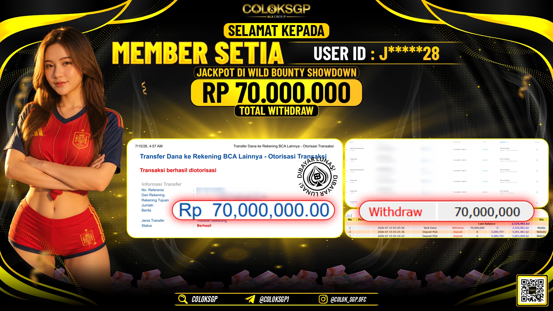 COLOKSGP JACKPOT PGSOFT - WILD BOUNTY SHOWDOWN RP70.000.000,- LUNAS