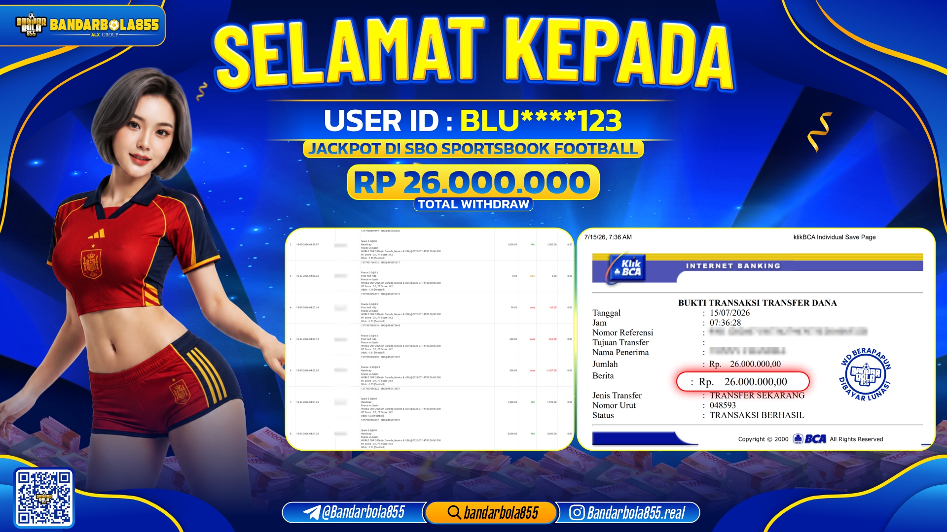 JACKPOT BANDARBOLA855 DI SBO SPORTSBOOK Rp26.000.000, - LUNAS🎖