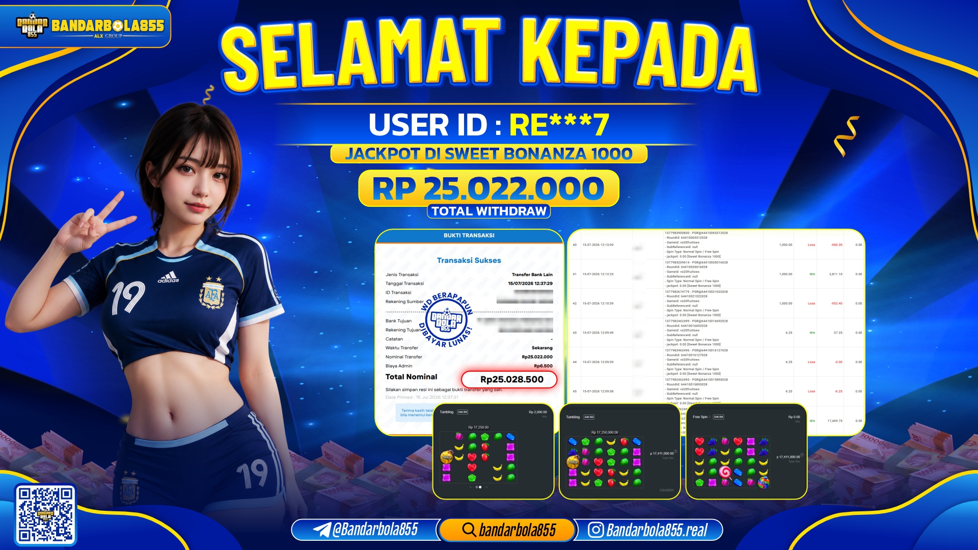 JACKPOT BANDARBOLA855 DI SWEET BONANZA 1000 Rp25.022.000, - LUNAS🎖
