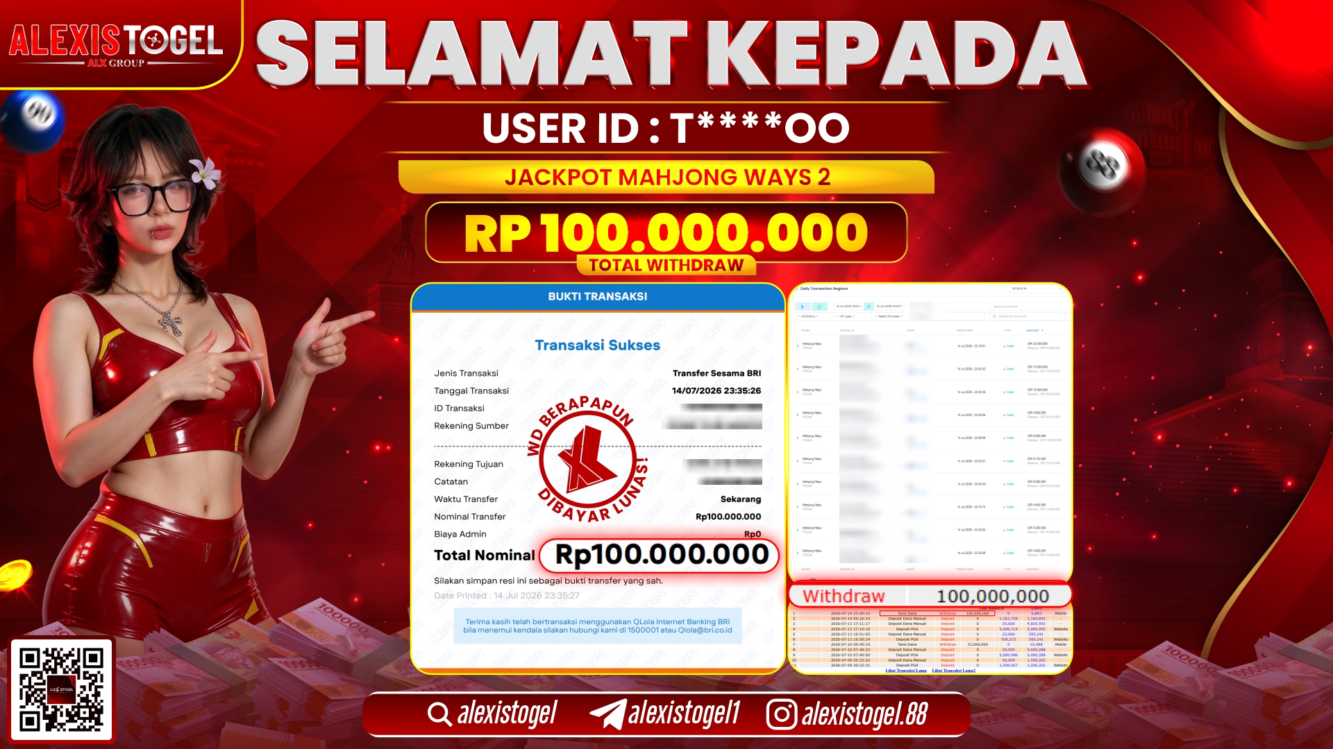 ALEXISTOGEL JACKPOT DI MAHJONG WAYS 2 RP.100.000.000,- LUNAS