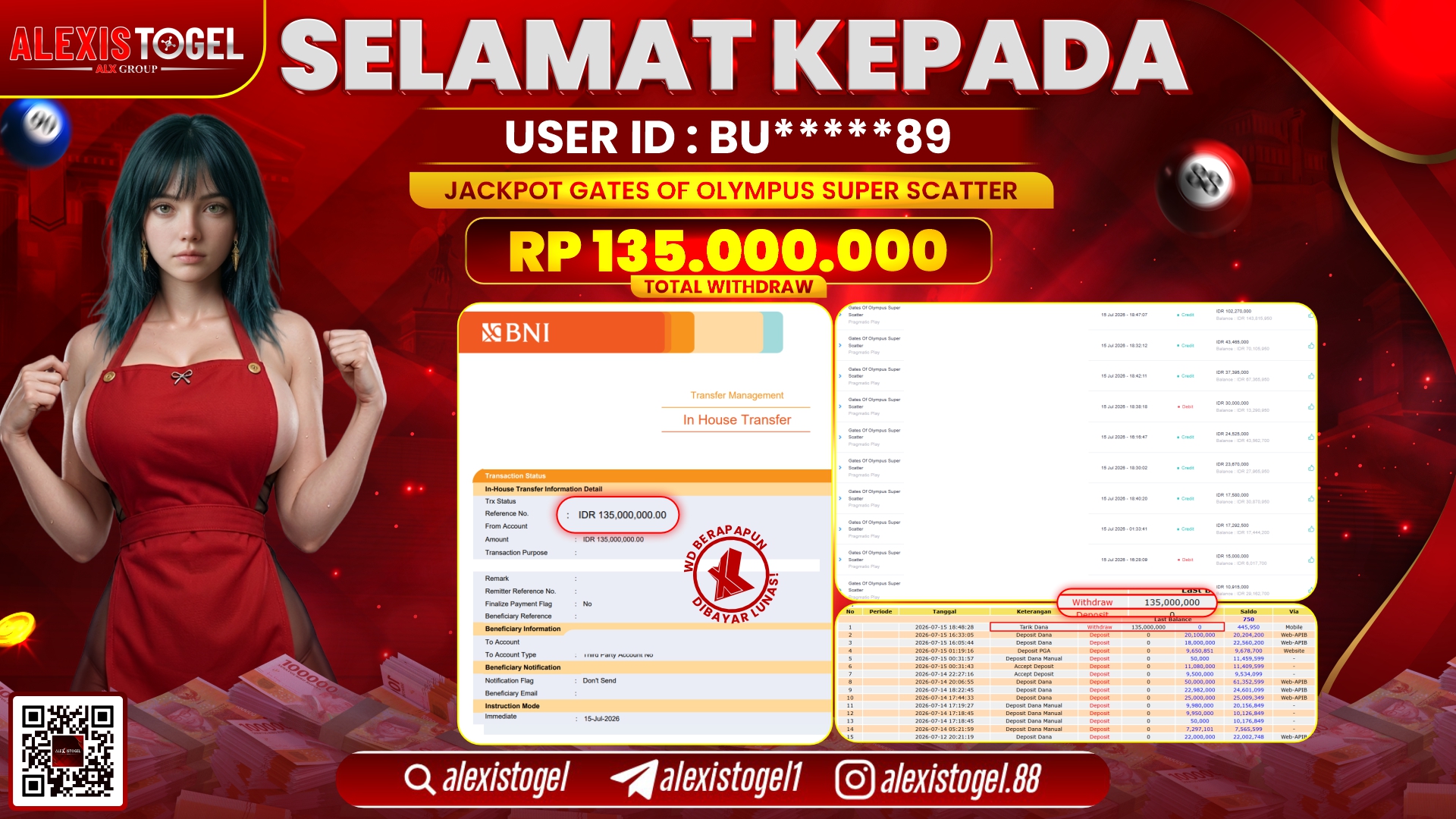 ALEXISTOGEL JACKPOT DI GATES OF OLYMPUS SUPER SCATTER RP.138.000.000,- LUNAS