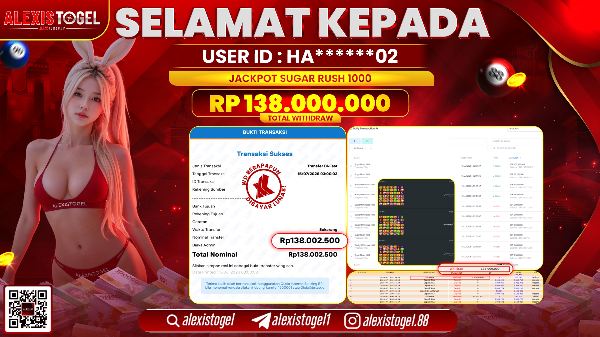 ALEXISTOGEL JACKPOT DI SUGAR RUSH RP.138.000.000,- LUNAS