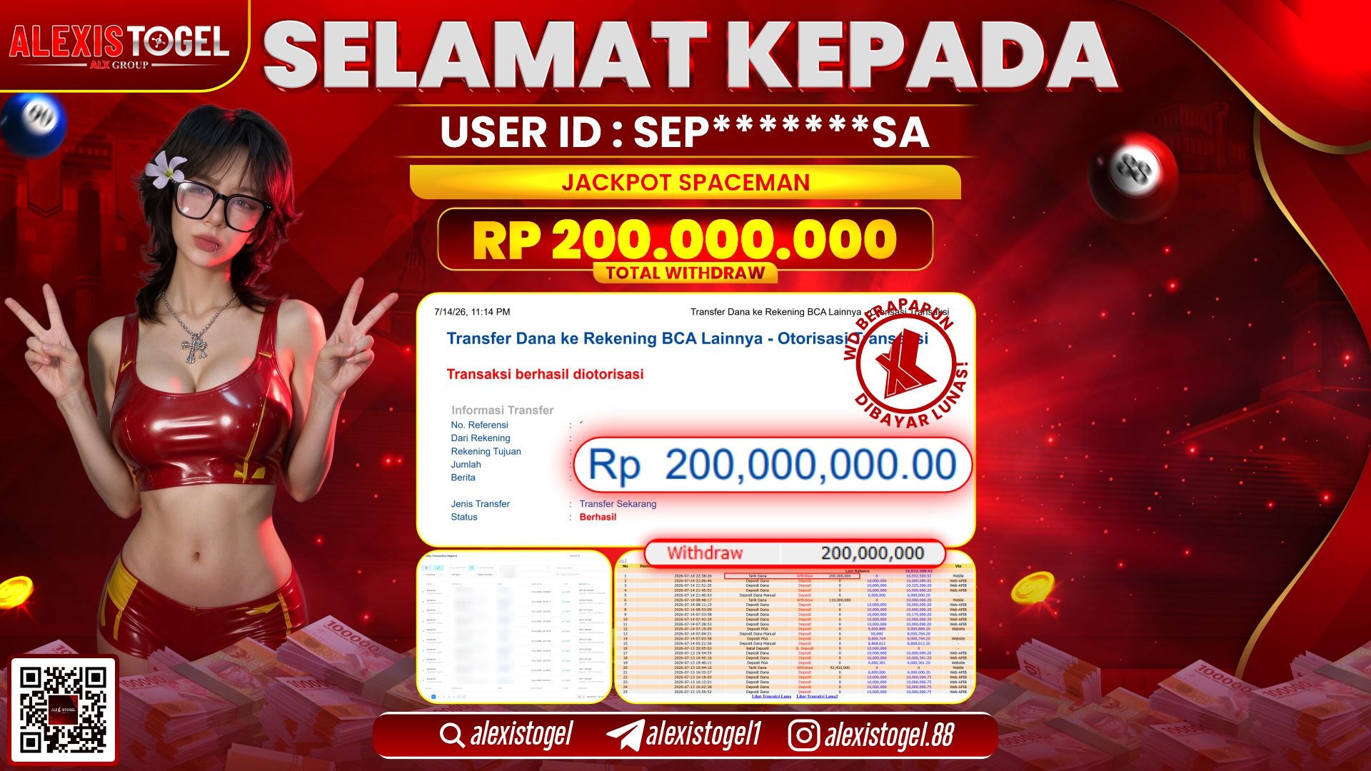 ALEXISTOGEL JACKPOT DI SPACEMAN RP.200.000.000,- LUNAS