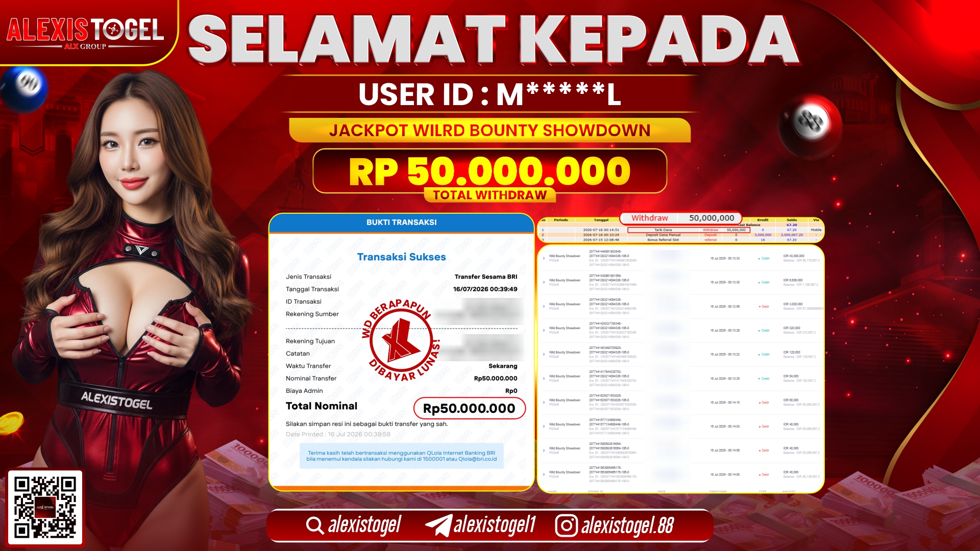 ALEXISTOGEL JACKPOT DI WILD BOUNTY SHOWDOWN RP.50.000.000,- LUNAS