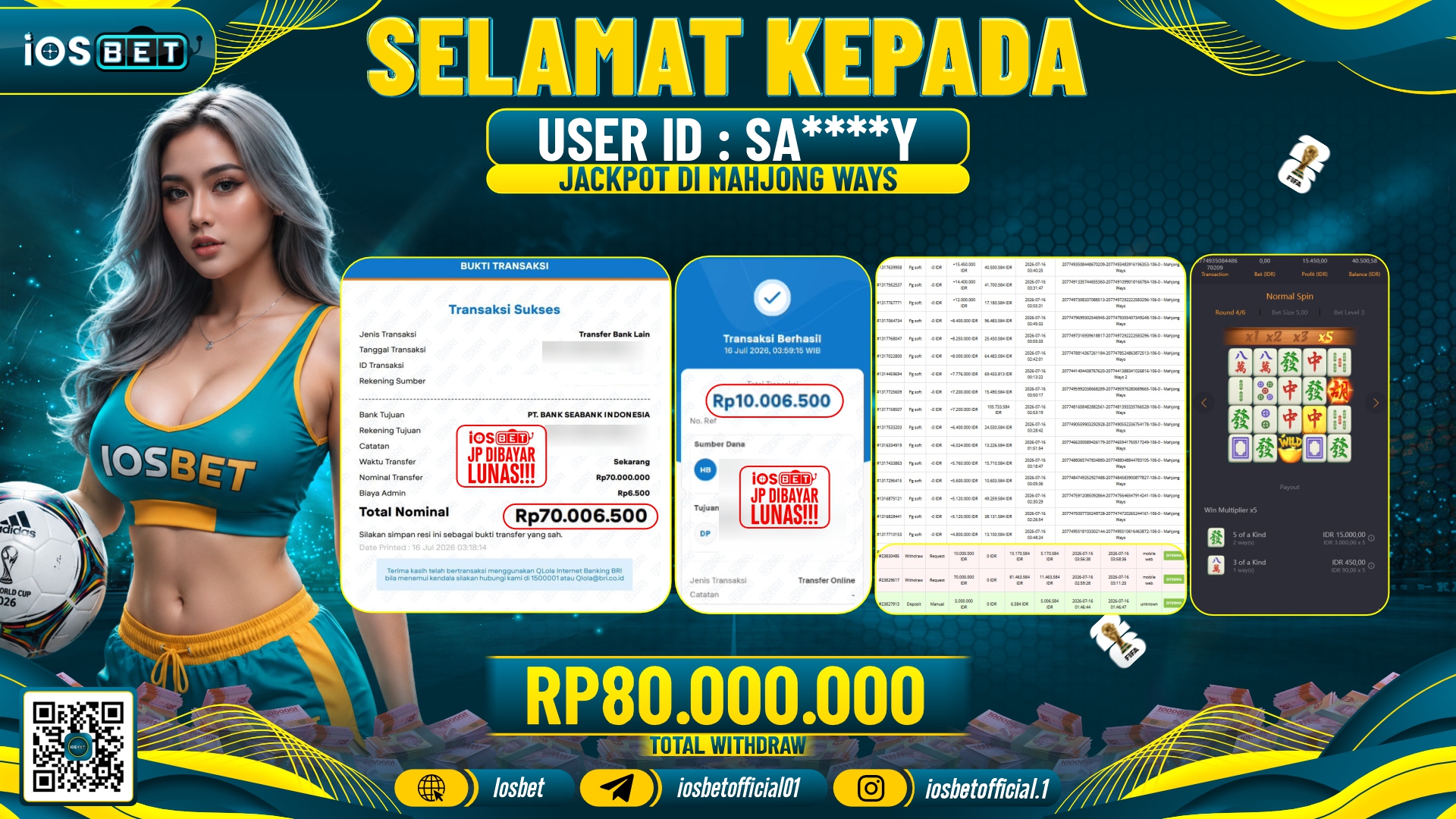 Bukti Pembayaran LUNAS SLOT GAME GACOR Rp.80.000.000,-