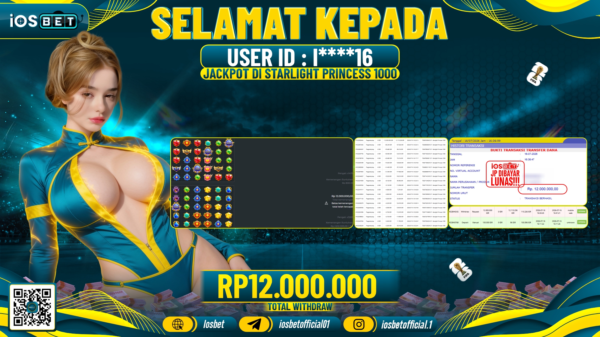 Bukti Pembayaran LUNAS SLOT GAME GACOR Rp.12.000.000,-