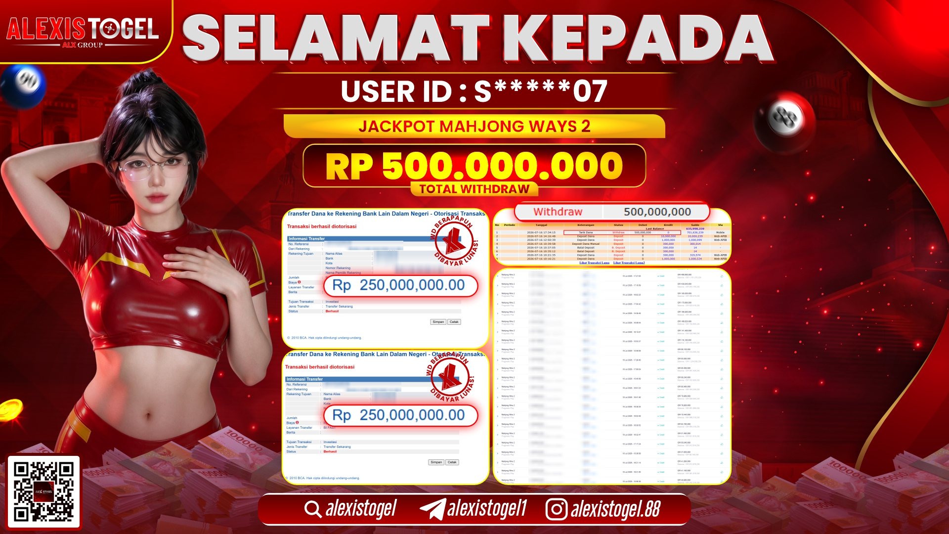 RECEHBET JACKPOT DI MAHJONG WAYS 2 RP.500.000.000,- LUNAS