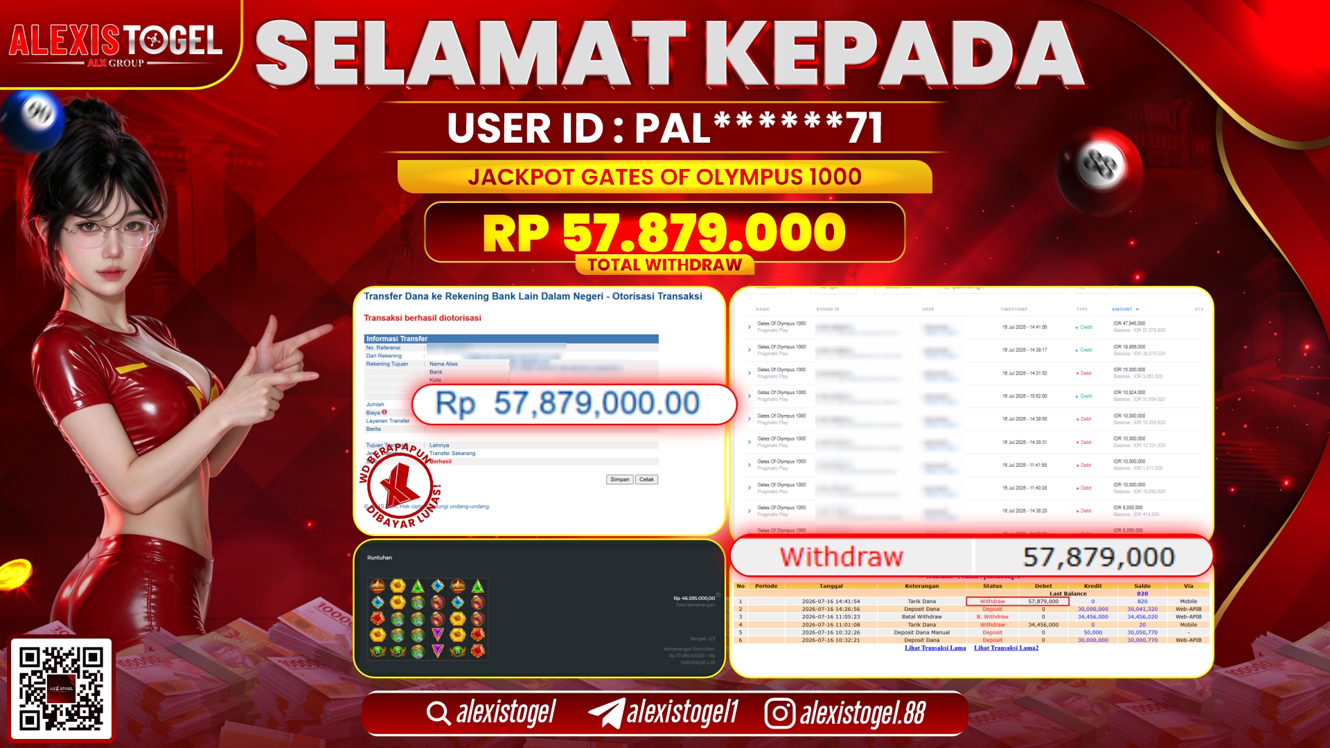 ALEXISTOGEL JACKPOT DI GATES OF OLYMPUS 1000 RP.57.879.000,- LUNAS