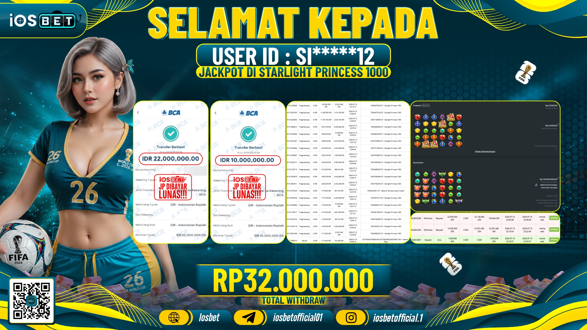 Bukti Pembayaran LUNAS SLOT GAME GACOR Rp.32.000.000,-