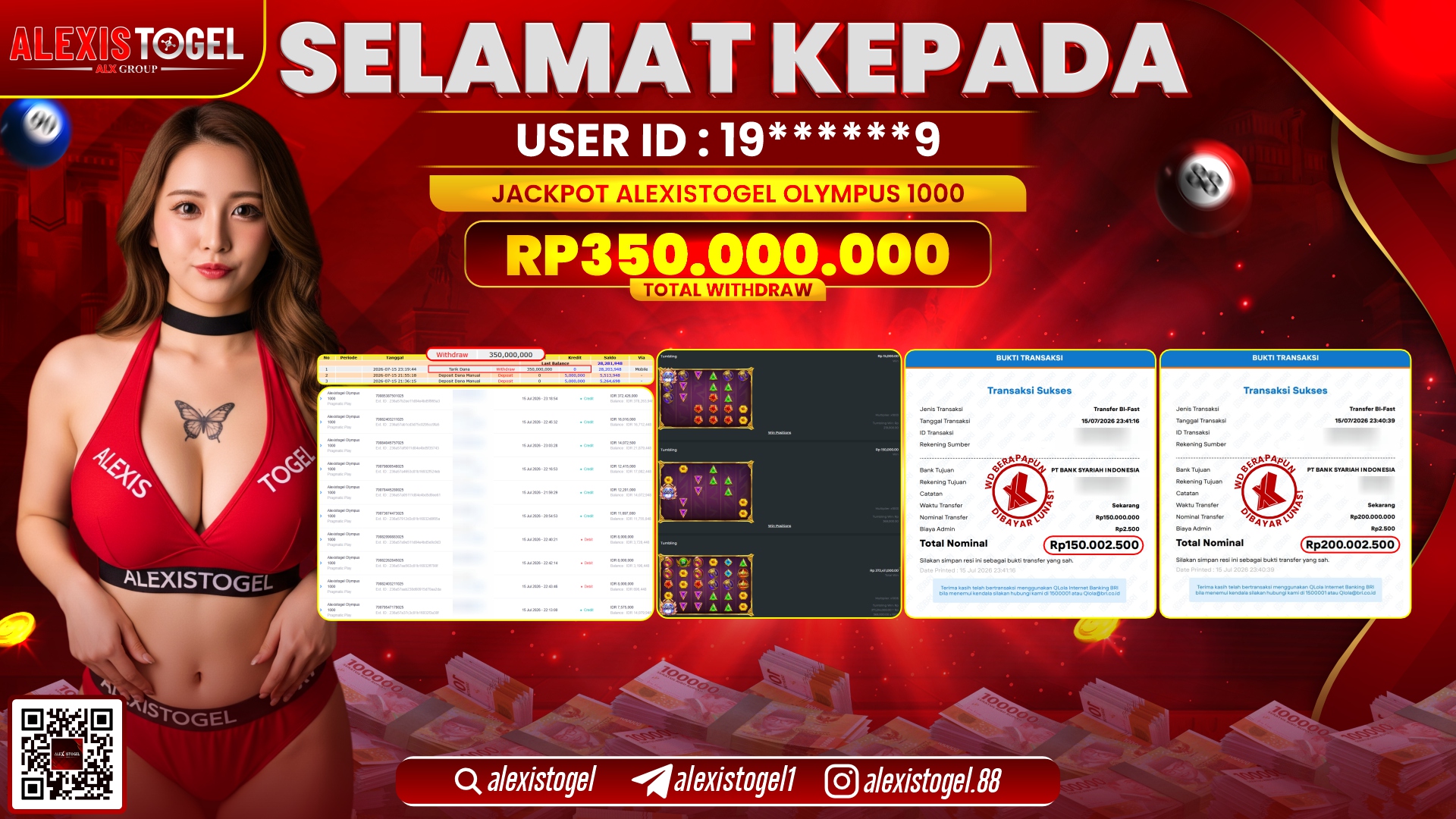ALEXISTOGEL JACKPOT DI ALEXISTOGEL OLYMPUS 1000 RP.350.000.000,- LUNAS