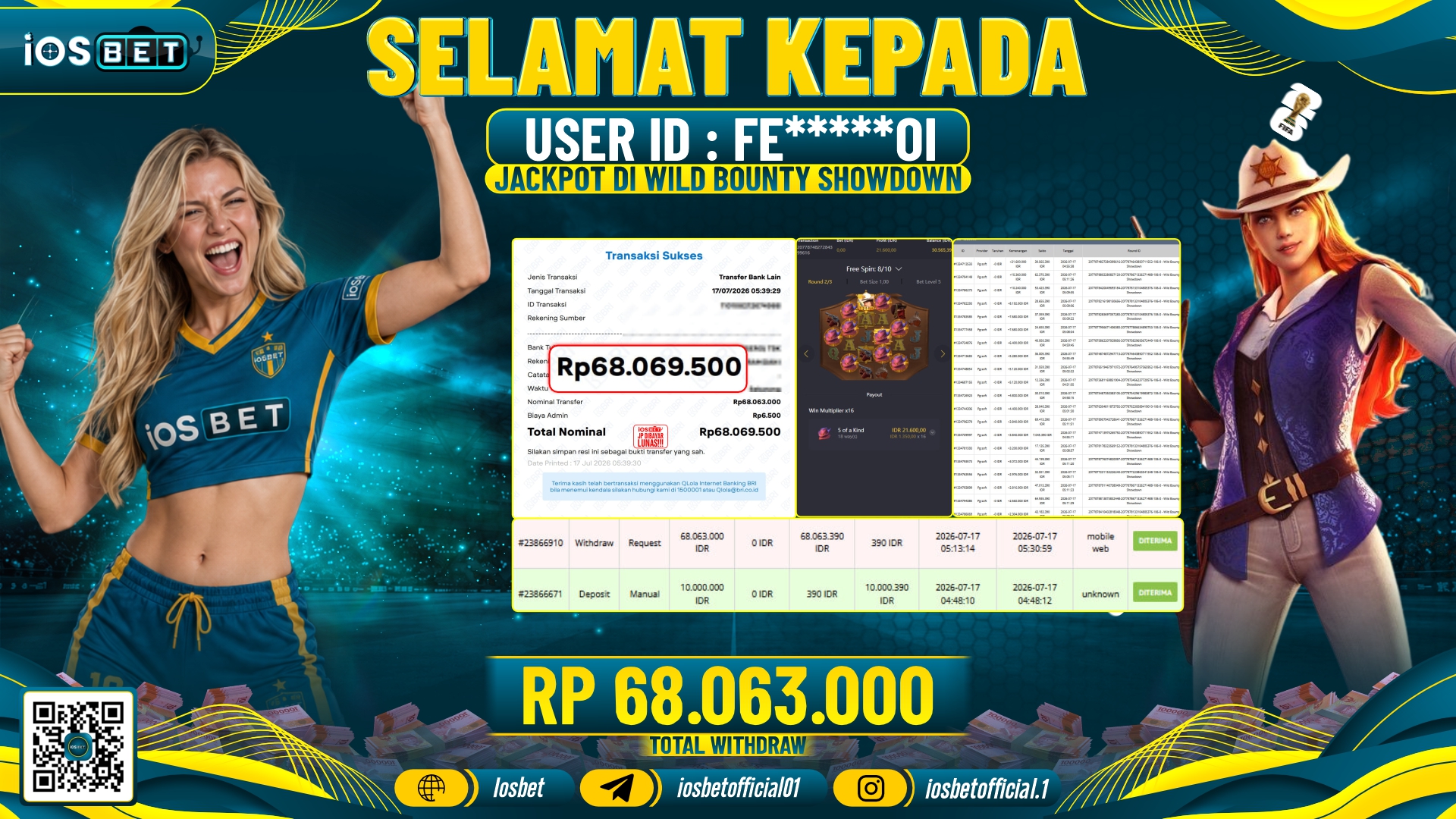 Bukti Pembayaran LUNAS SLOT GAME GACOR Rp.68.063.000,-