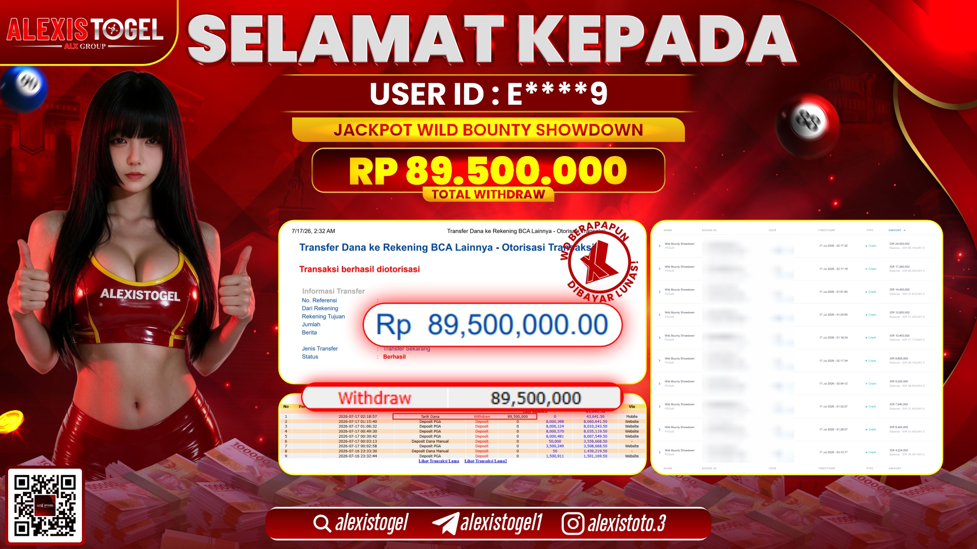 ALEXISTOGEL JACKPOT DI WILD BOUNTY SHOWDOWN RP.89.500.000,- LUNAS