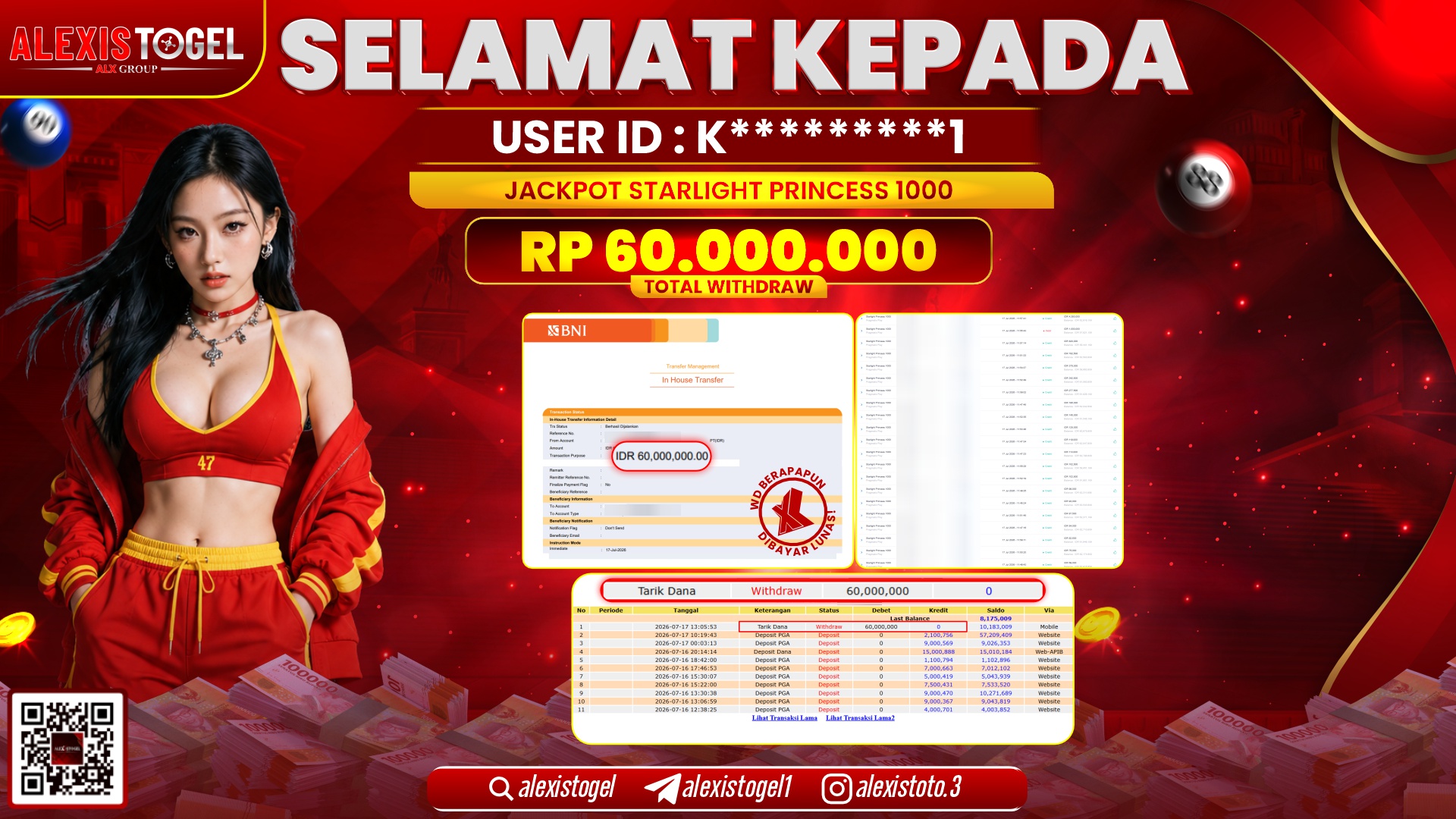 ALEXISTOGEL JACKPOT DI STARLIGHT PRINCESS 1000 RP.60.000.000,- LUNAS